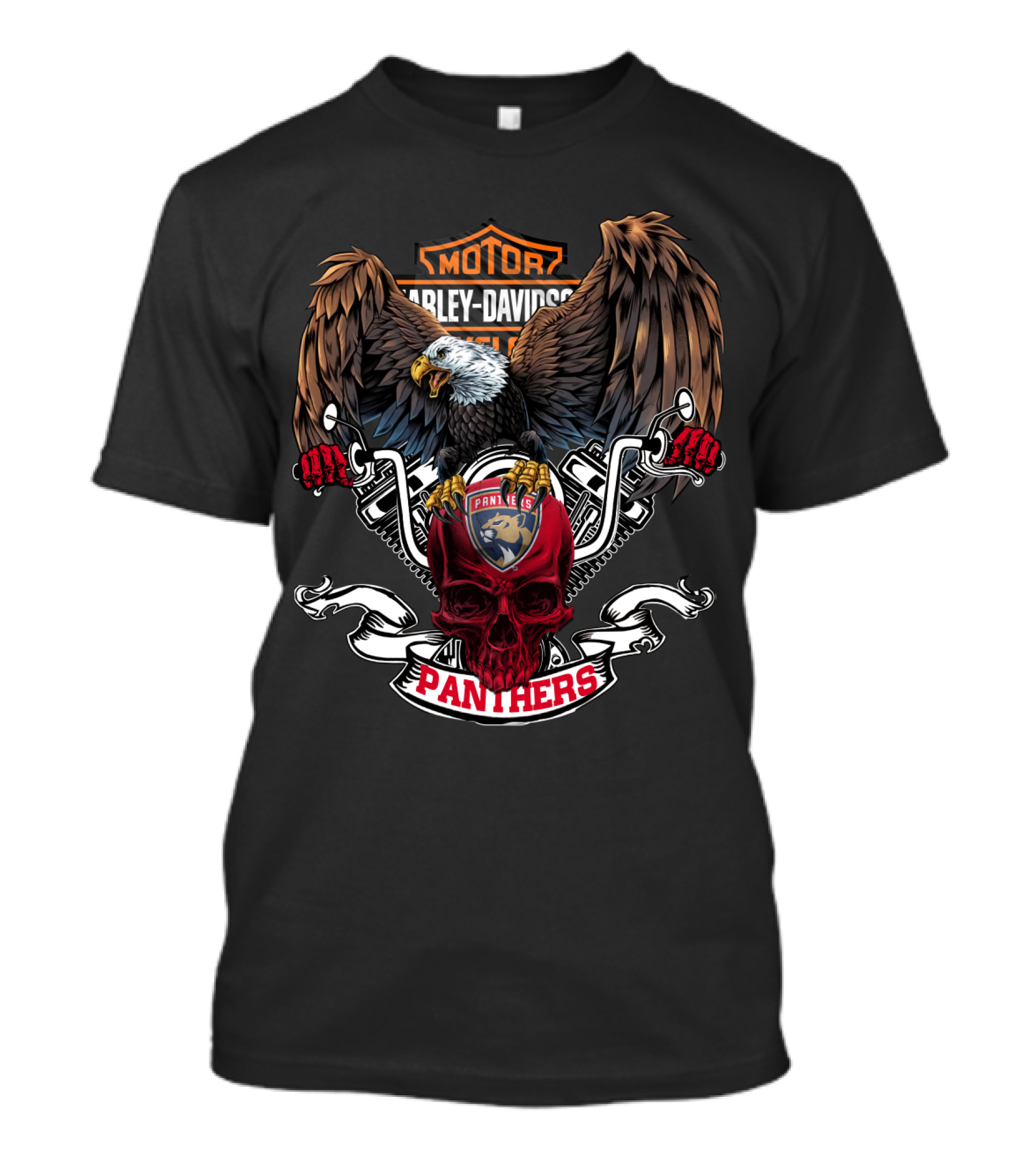 Harley Davidson Nhl Florida Panthers Eagle Skull Motorcycle T-Shirt
