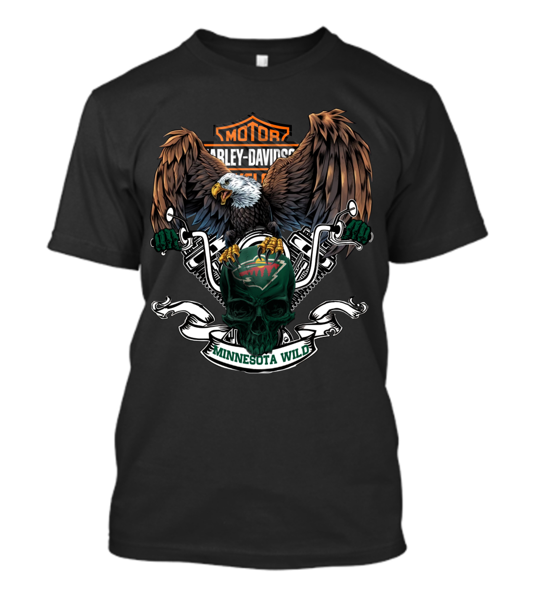 Motor Harley Davidson Cycles Eagle Skull Minnesota Wild T-Shirt