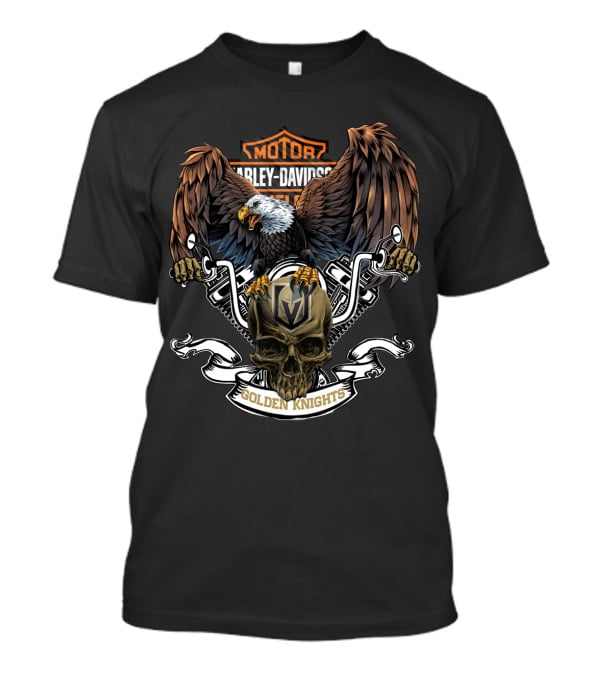 Harley Davidson Eagle Skull Vegas Golden Knights Nfl T-Shirt