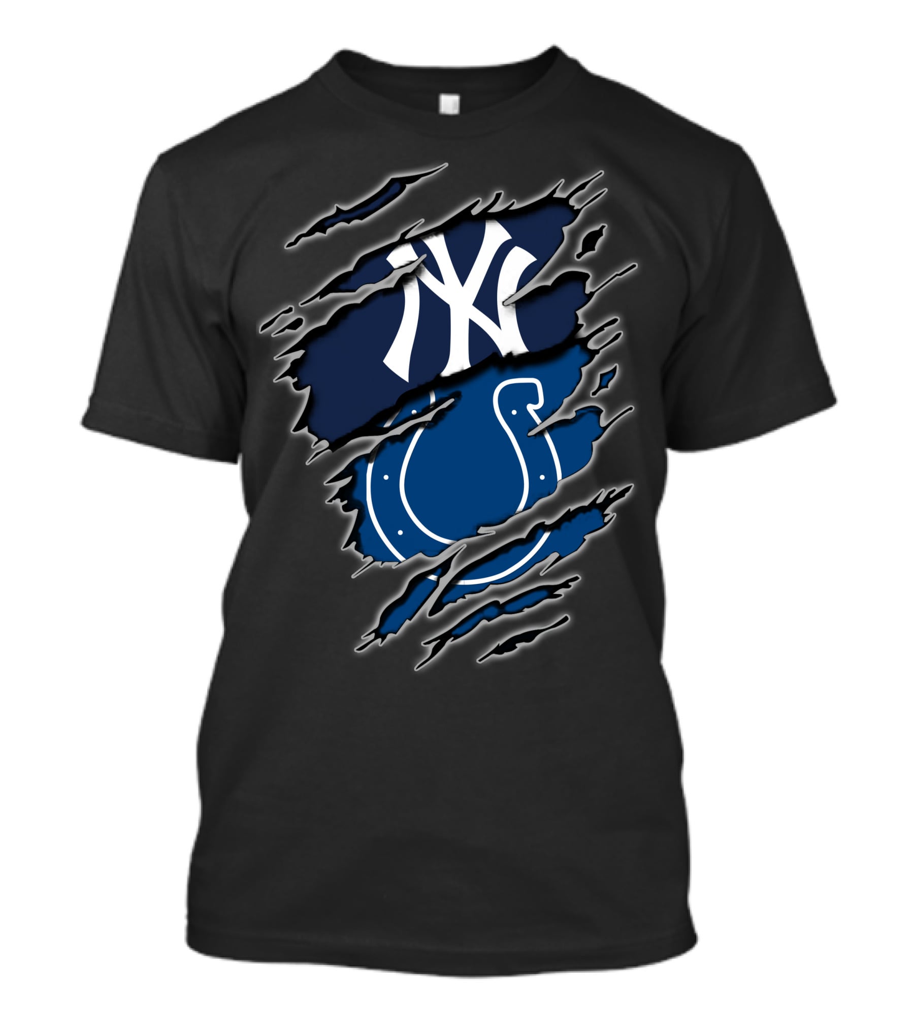 Yankees Colts Fan Crossover Claw Marks T-Shirt