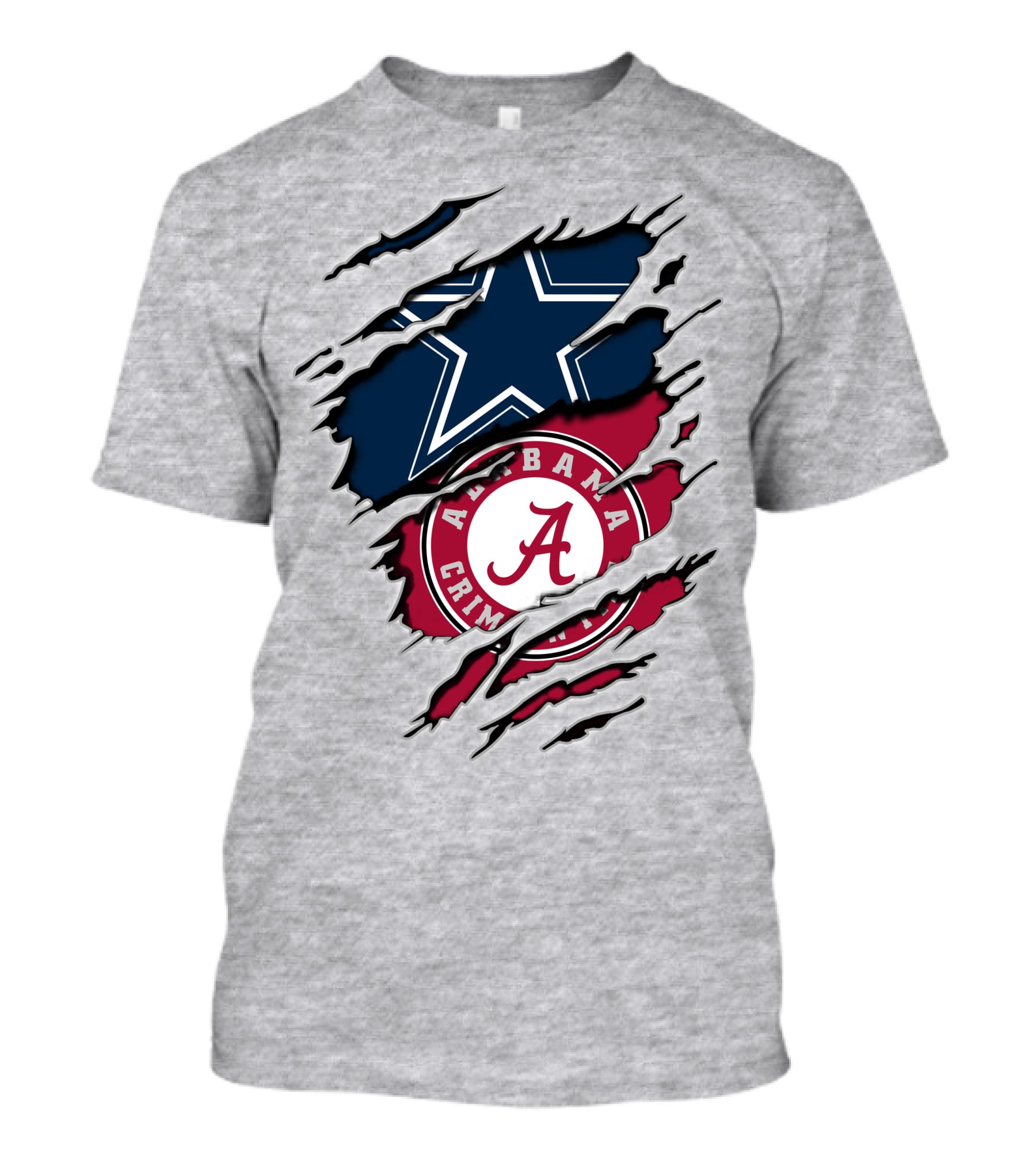 Cowboys Star And Alabama Crimson Tide Logo Torn Layers T-Shirt