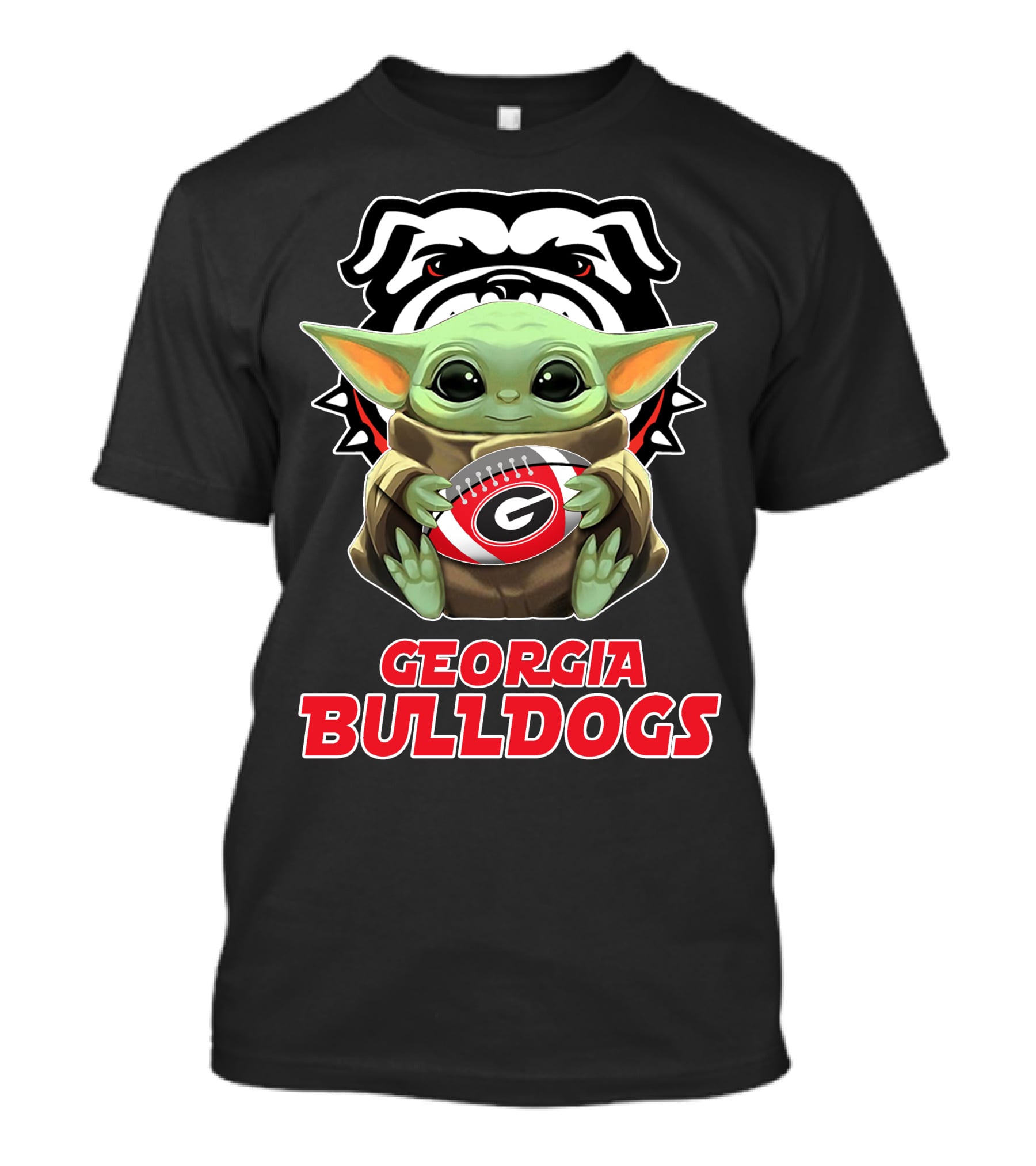 Georgia Bulldogs Baby Yoda Fan Football T-Shirt