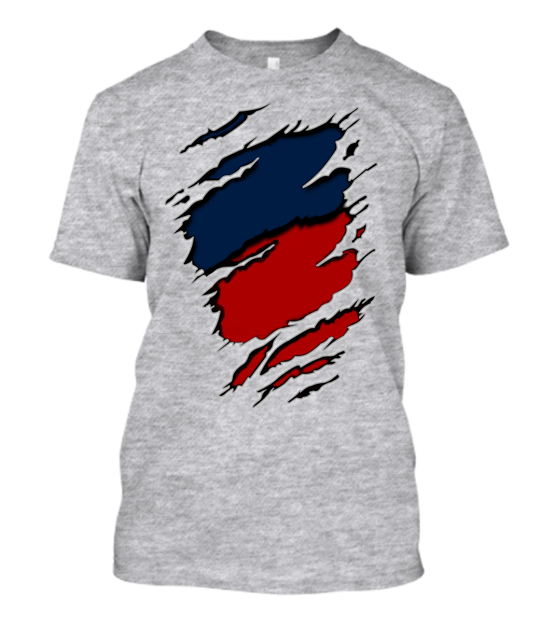 Nhap Blue And Red Torn Texture Claw Mark T-Shirt