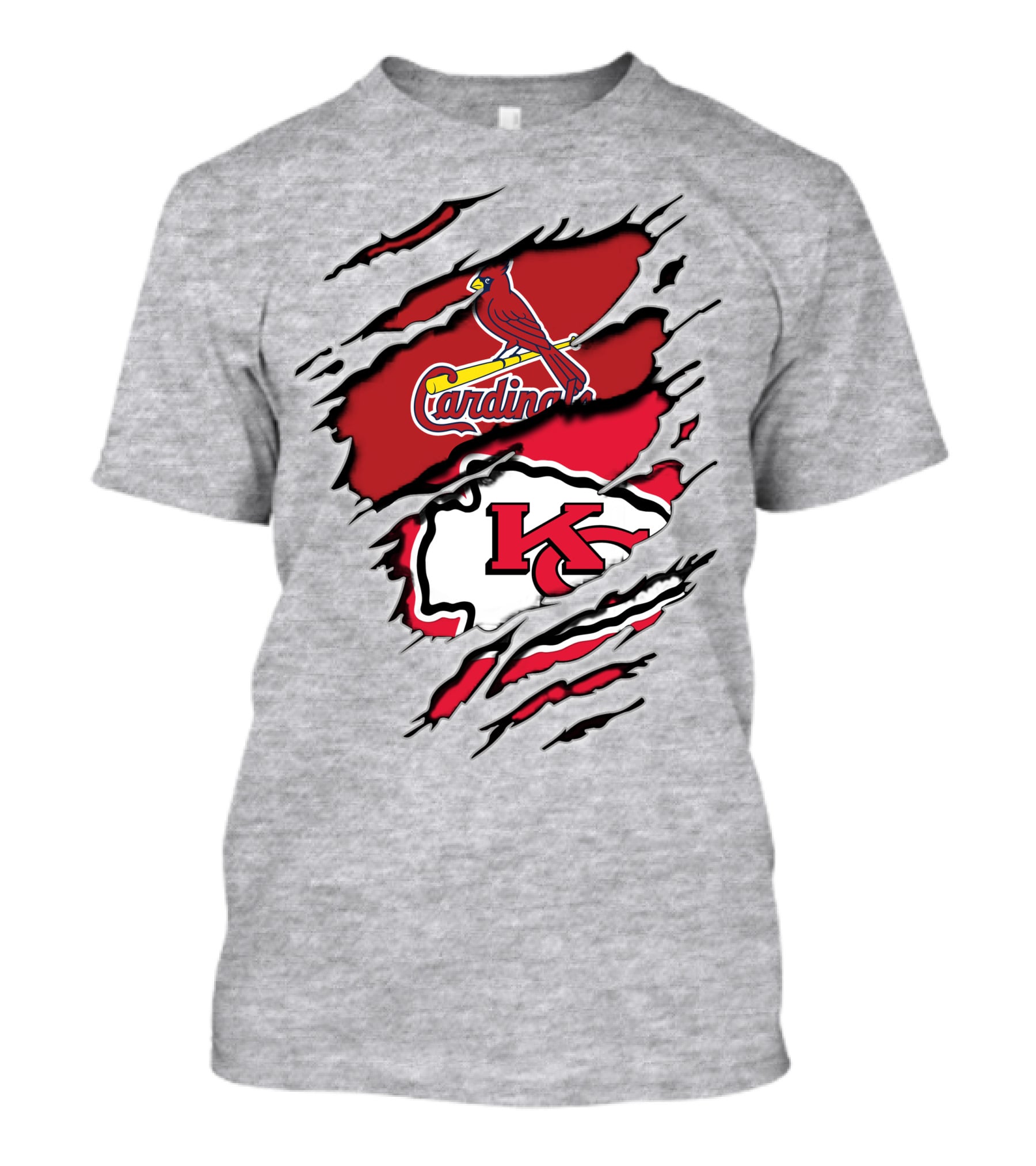 Chiefs Kc Cardinals Bird Logo Nfl Mlb Crossover T-Shirt