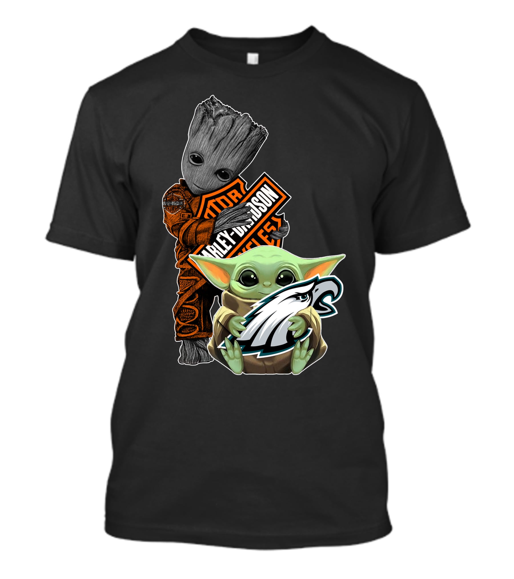 Groot Harley Davidson Sign Baby Yoda Eagles T-Shirt