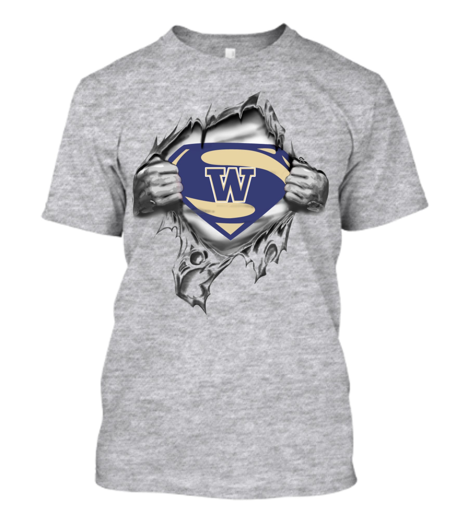 Washington Huskies Super W Logo With Ripped Metal Effect T-Shirt