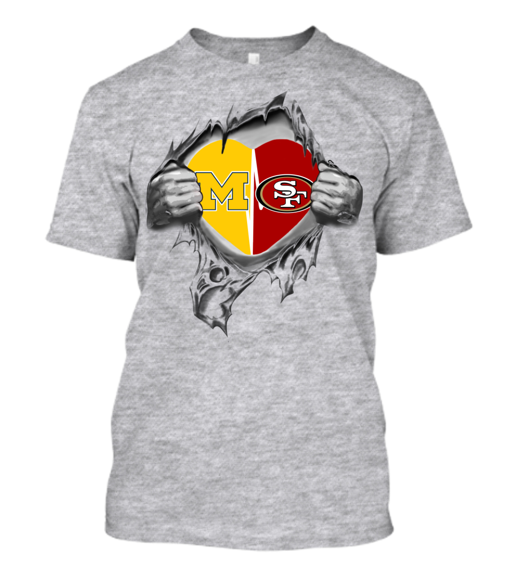 M SF Heart Logo Rip 49Ers Michigan T-Shirt