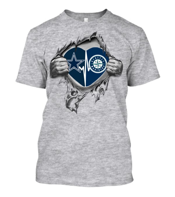 Cowboys Mariners Heartbeat Love T-Shirt