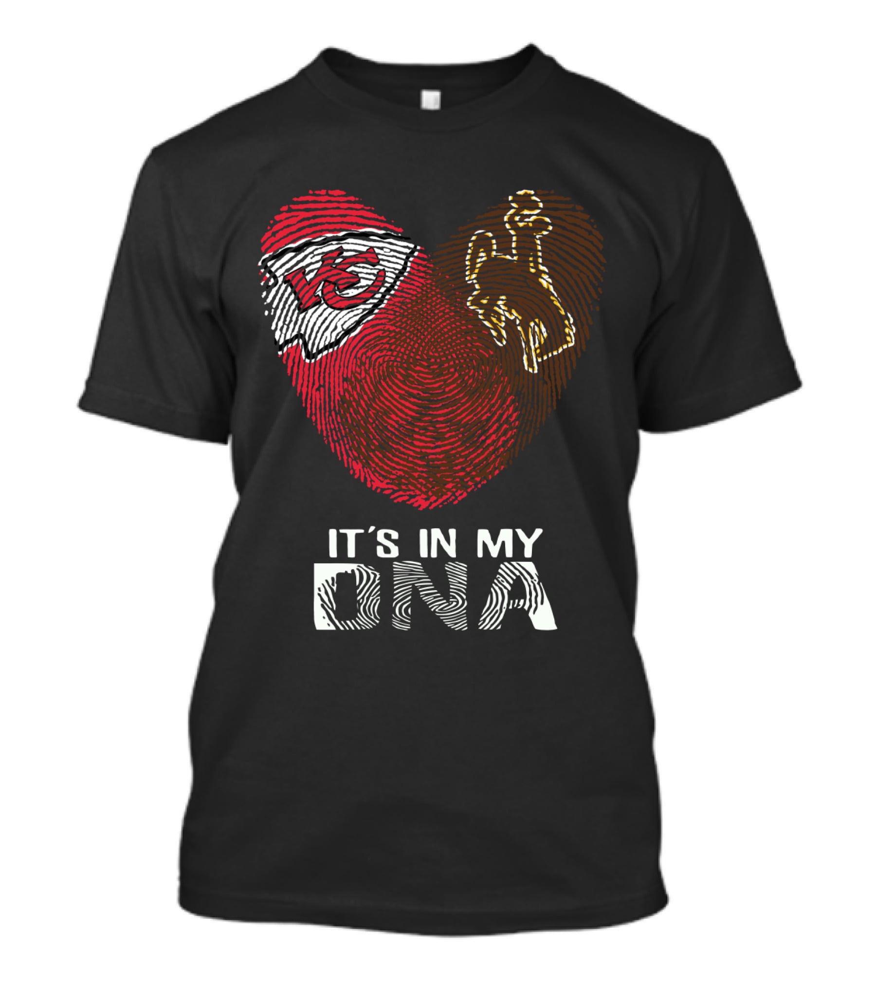 Chiefs KC Logo Wyoming Cowboys Fingerprint It’s In My DNA T-Shirt