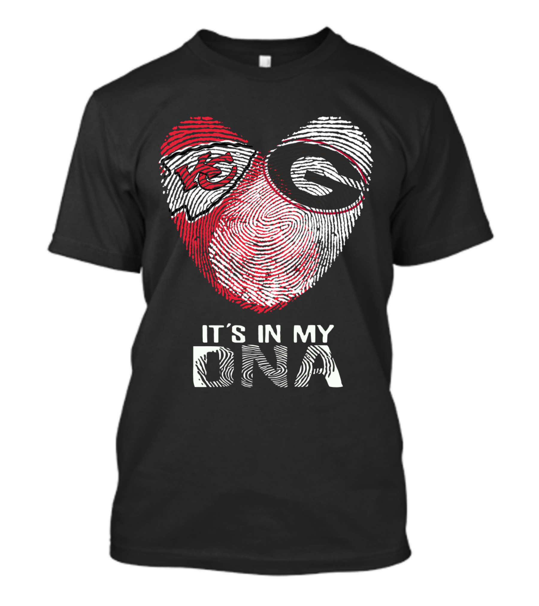 Chiefs Bulldogs It's In My Dna Heart Fingerprint T-Shirt