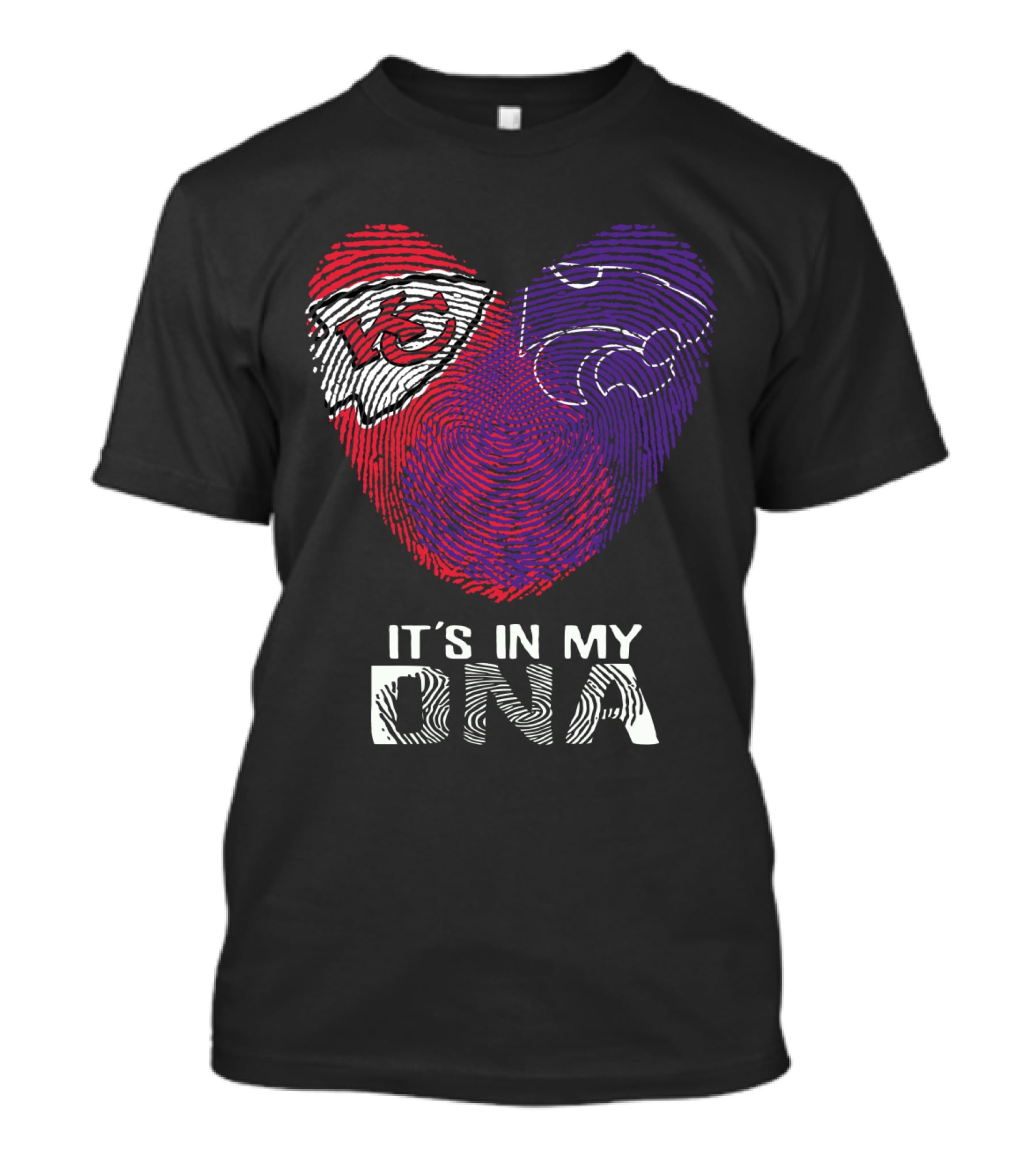Chiefs Kansas State It's In My Dna Heart Fingerprint T-Shirt