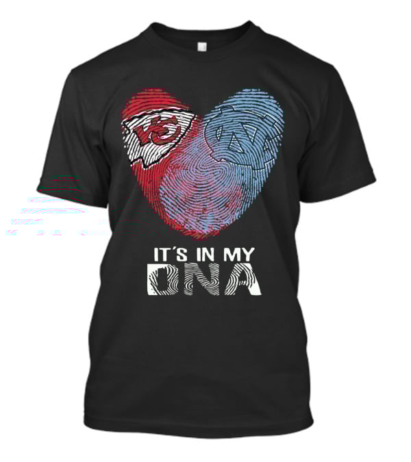 Chiefs Tar Heels It's In My DNA Heart Fingerprint T-Shirt