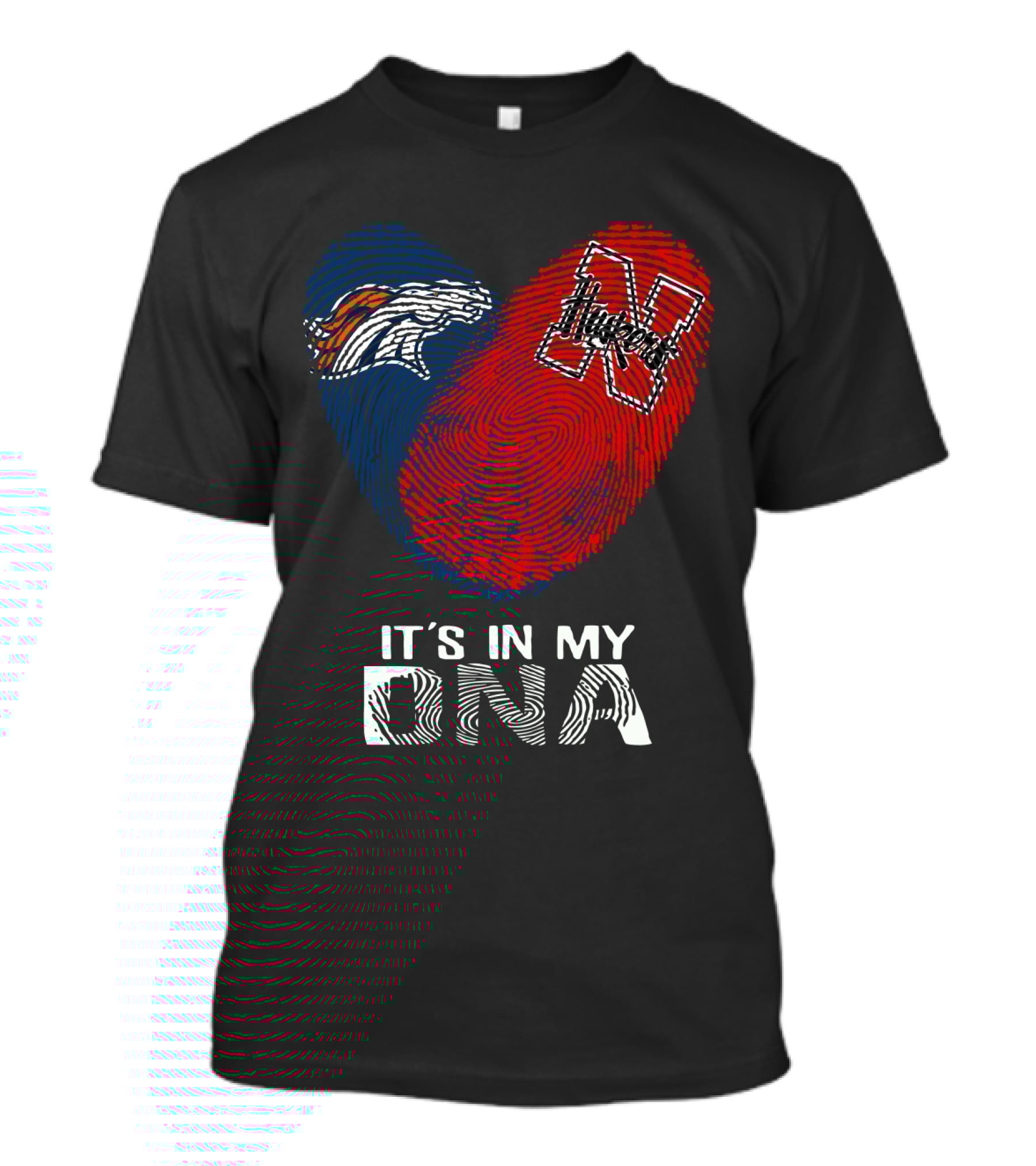 Broncos Huskers It's In My DNA Fingerprint Heart T-Shirt