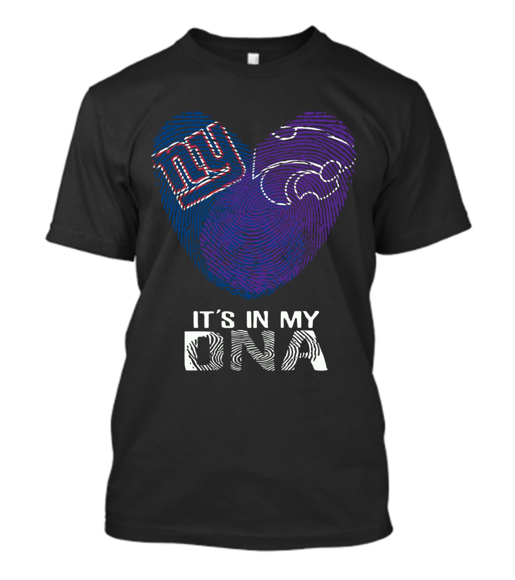 Giants Kansas St It's In My DNA Fingerprint Heart T-Shirt
