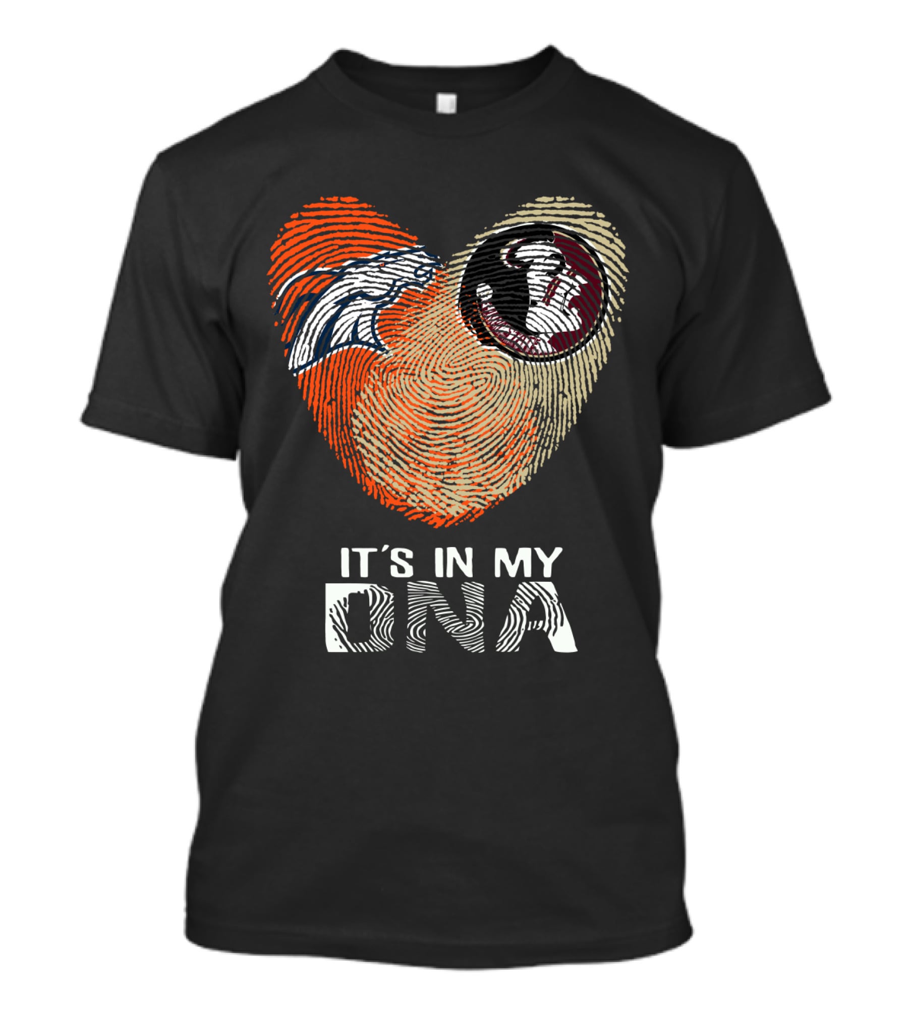 Broncos Seminoles It's In My DNA Heart Fingerprint T-Shirt