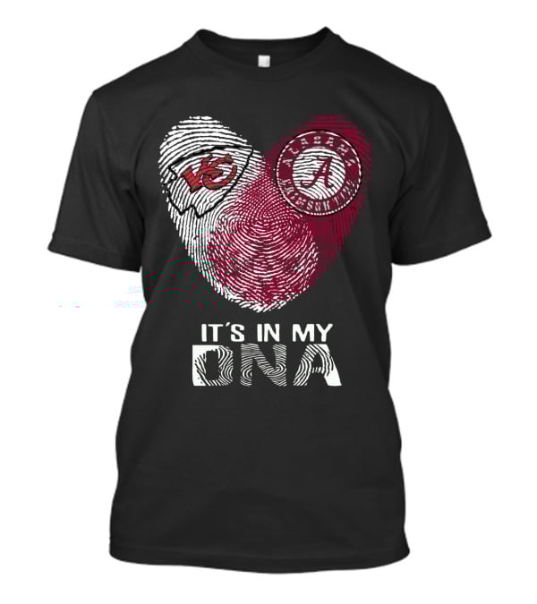 Chiefs Alabama It's In My DNA Fingerprint Kansas City Crimson Tide Heart T-Shirt