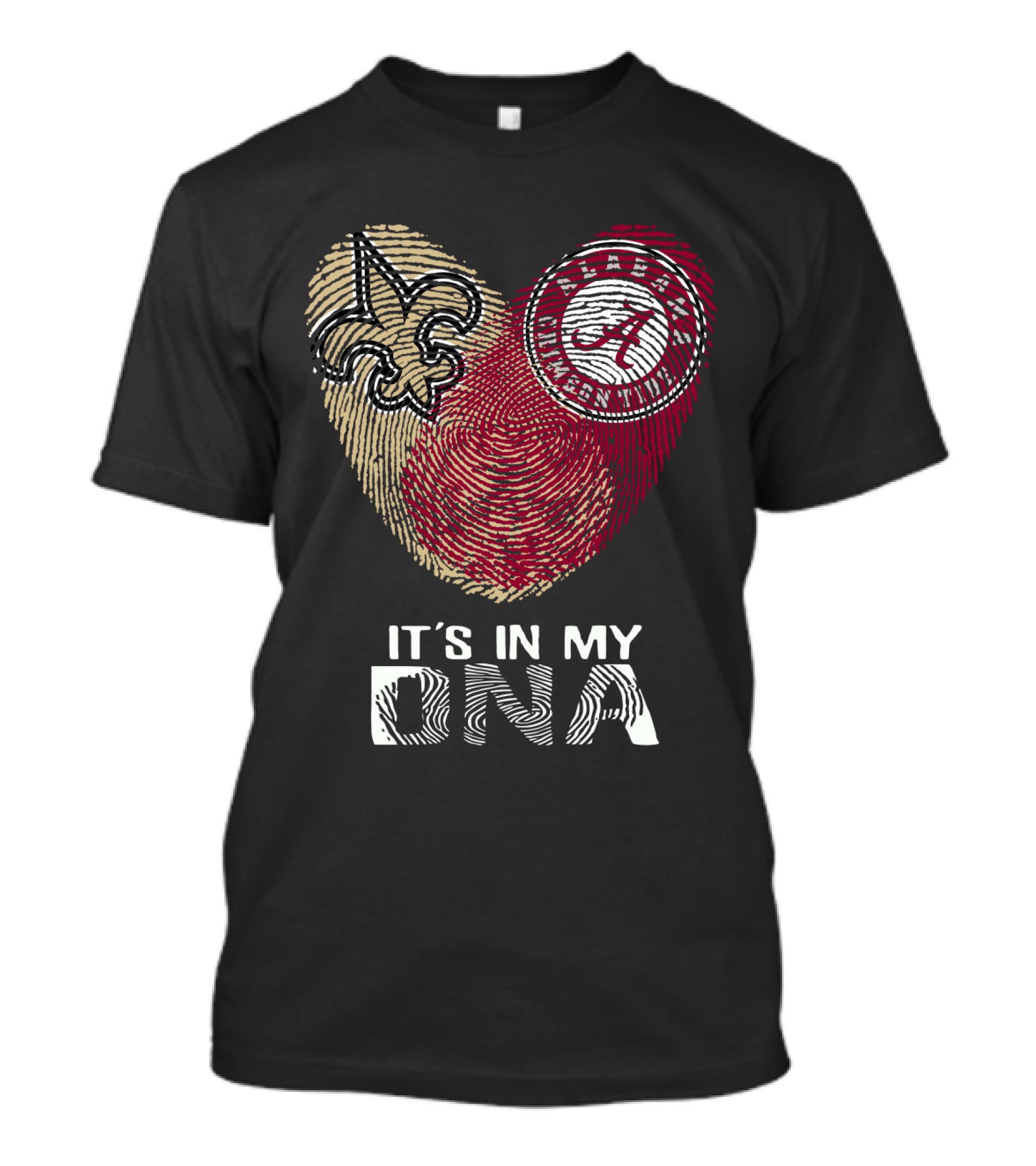Saints Alabama It's In My DNA Fleur-de-Lis Fingerprint Crimson Tide T-Shirt