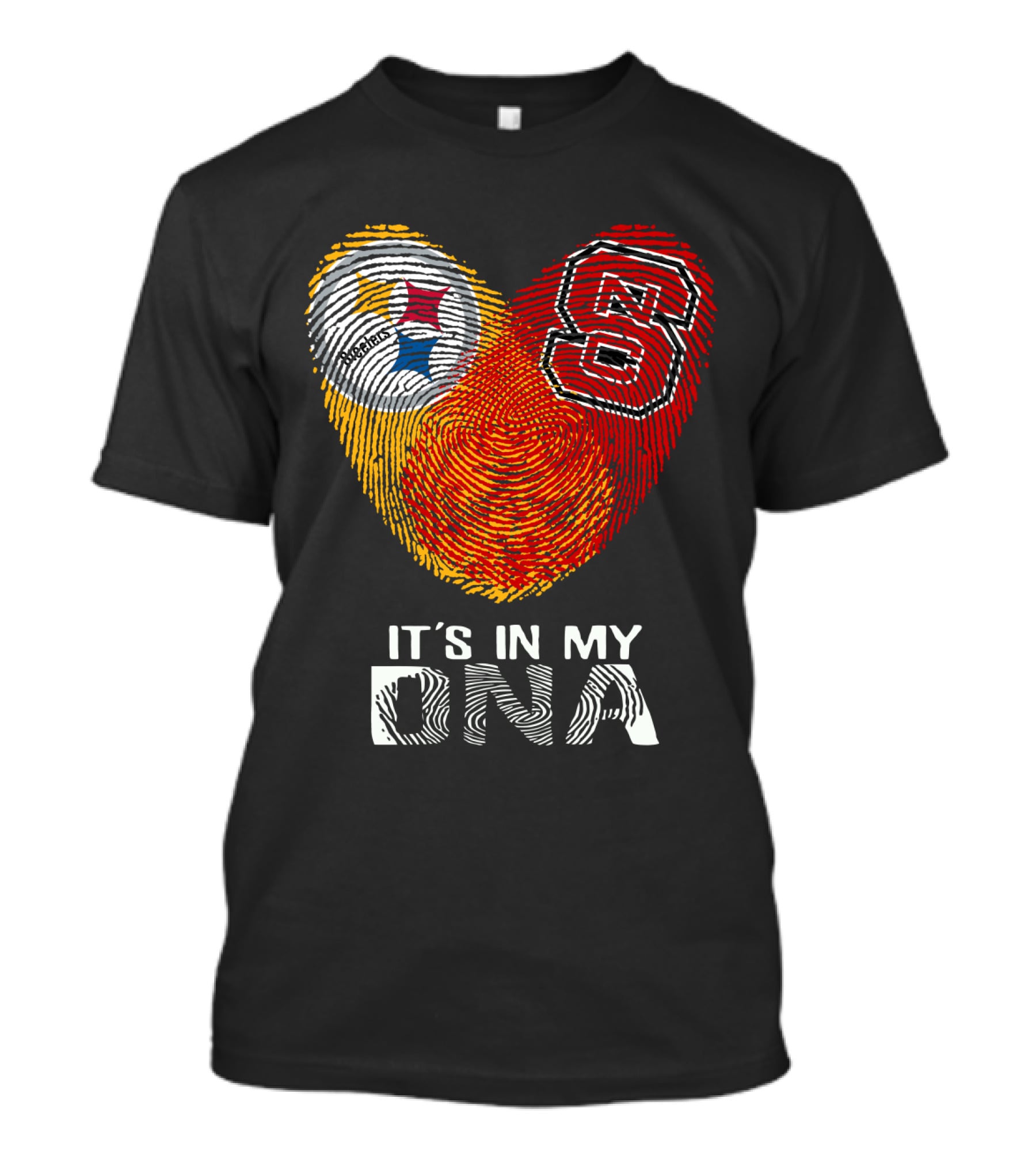 Steelers NC St It's In My DNA Fingerprint Heart T-Shirt