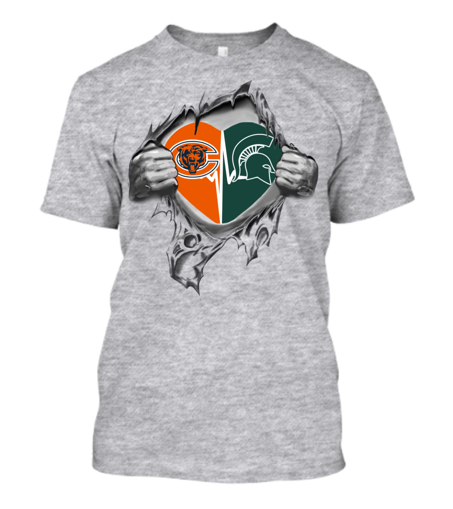 Chicago Bears Michigan State Spartans Torn Heart T-Shirt