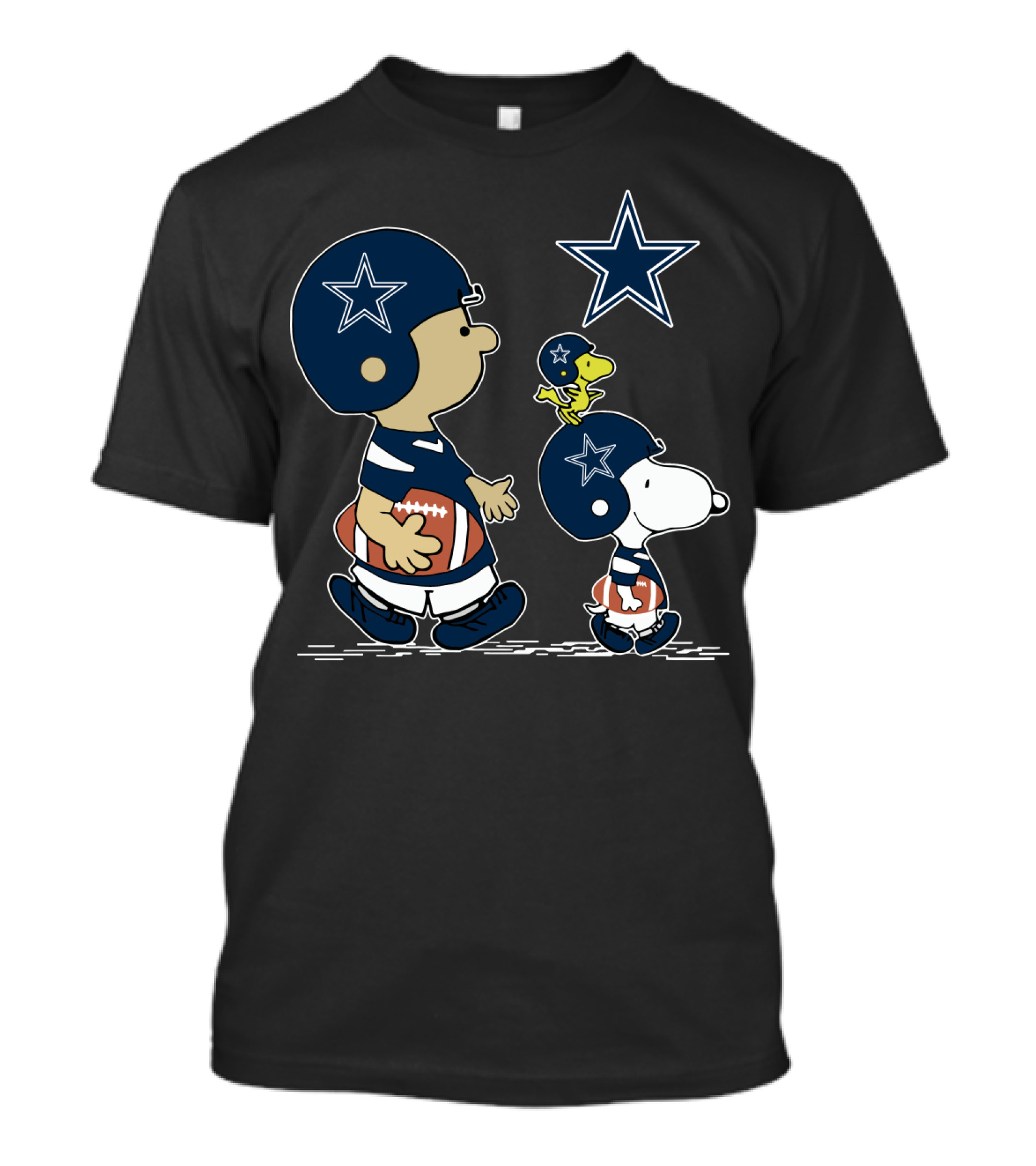 Cowboys Snoopy Peanuts Woodstock Football Helmet Star T-Shirt
