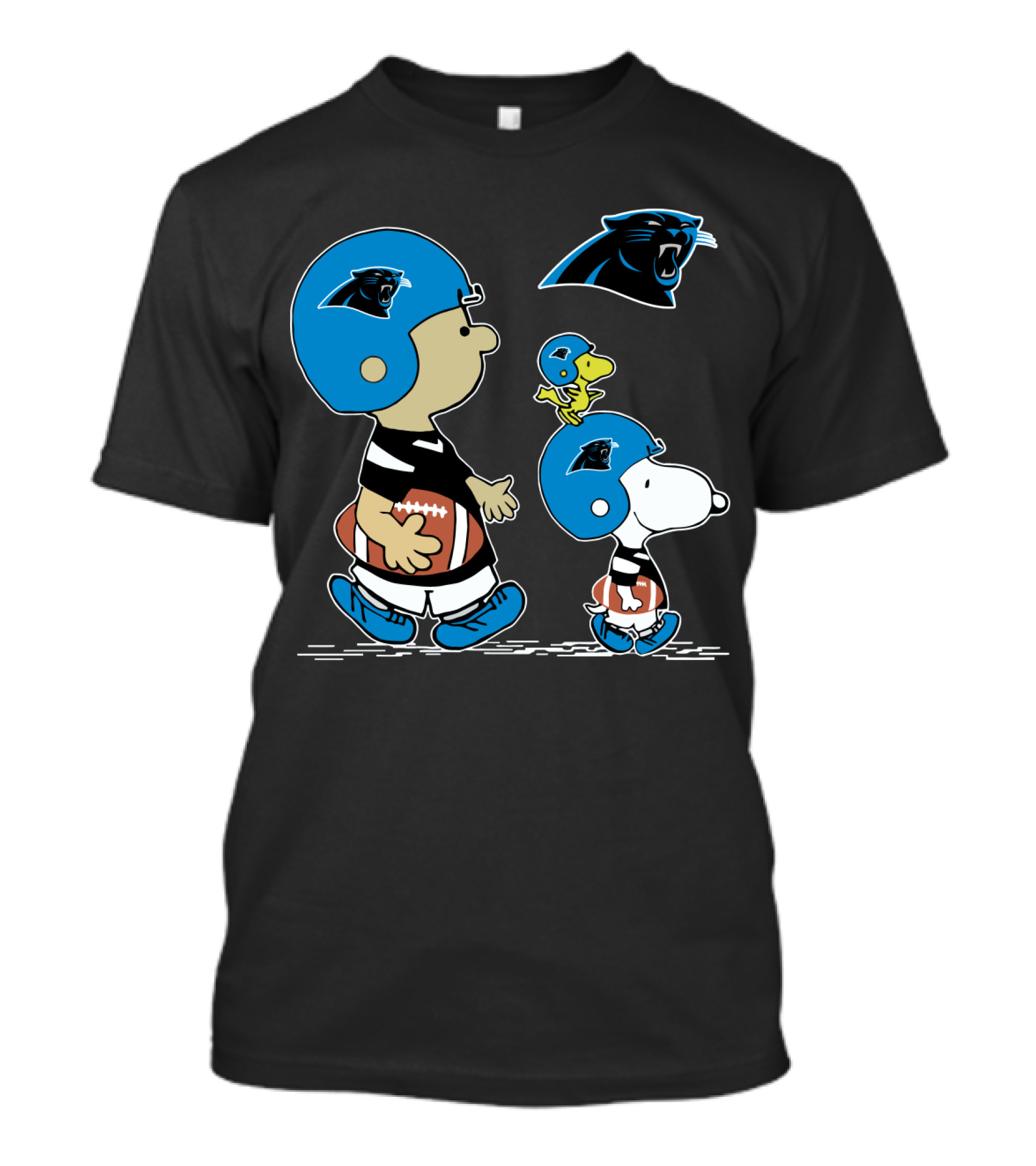 Panthers Snoopy Football Helmet Peanuts Cartoon Characters T-Shirt