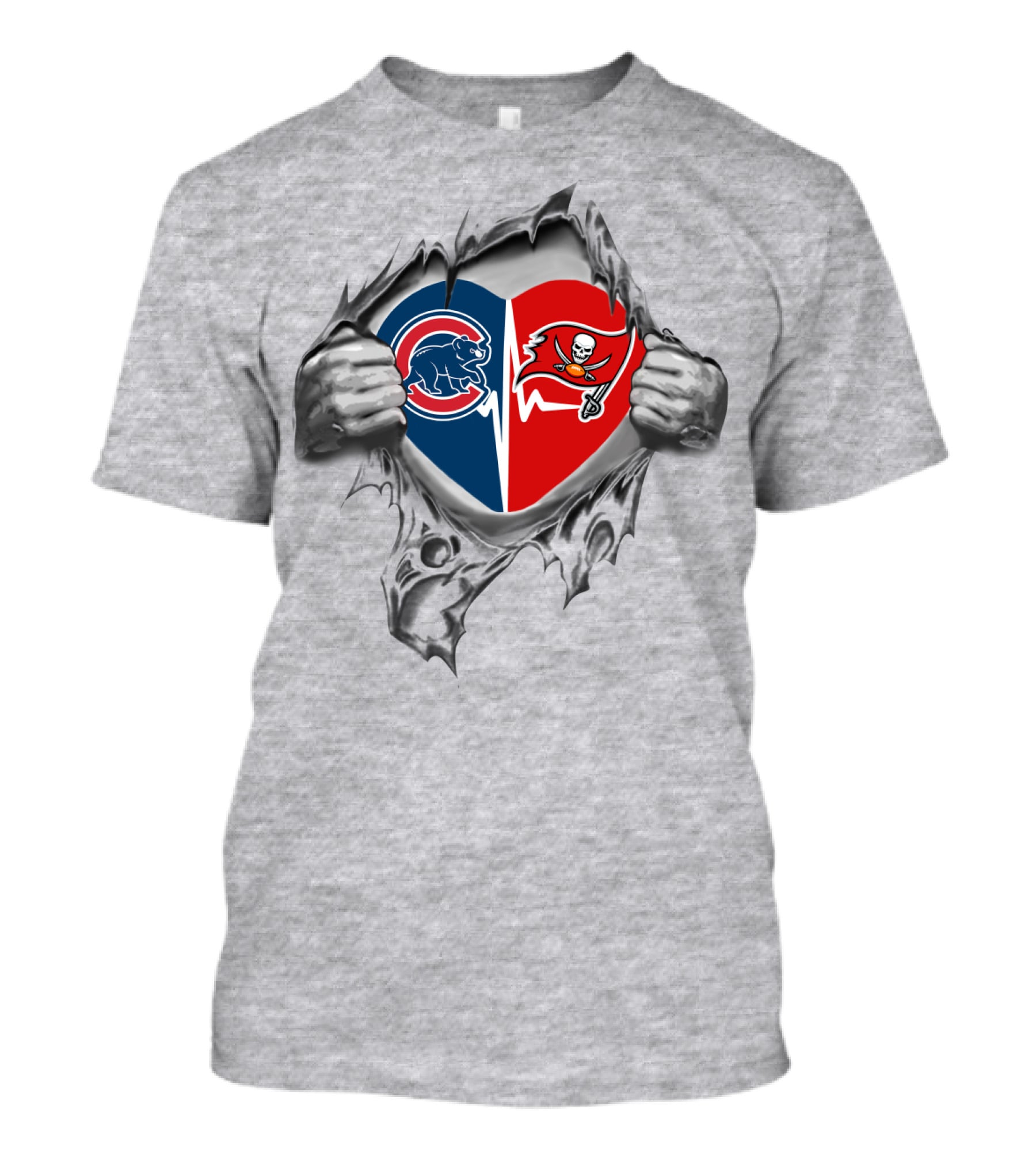Cubs Buccaneers Logo Heart Split T-Shirt