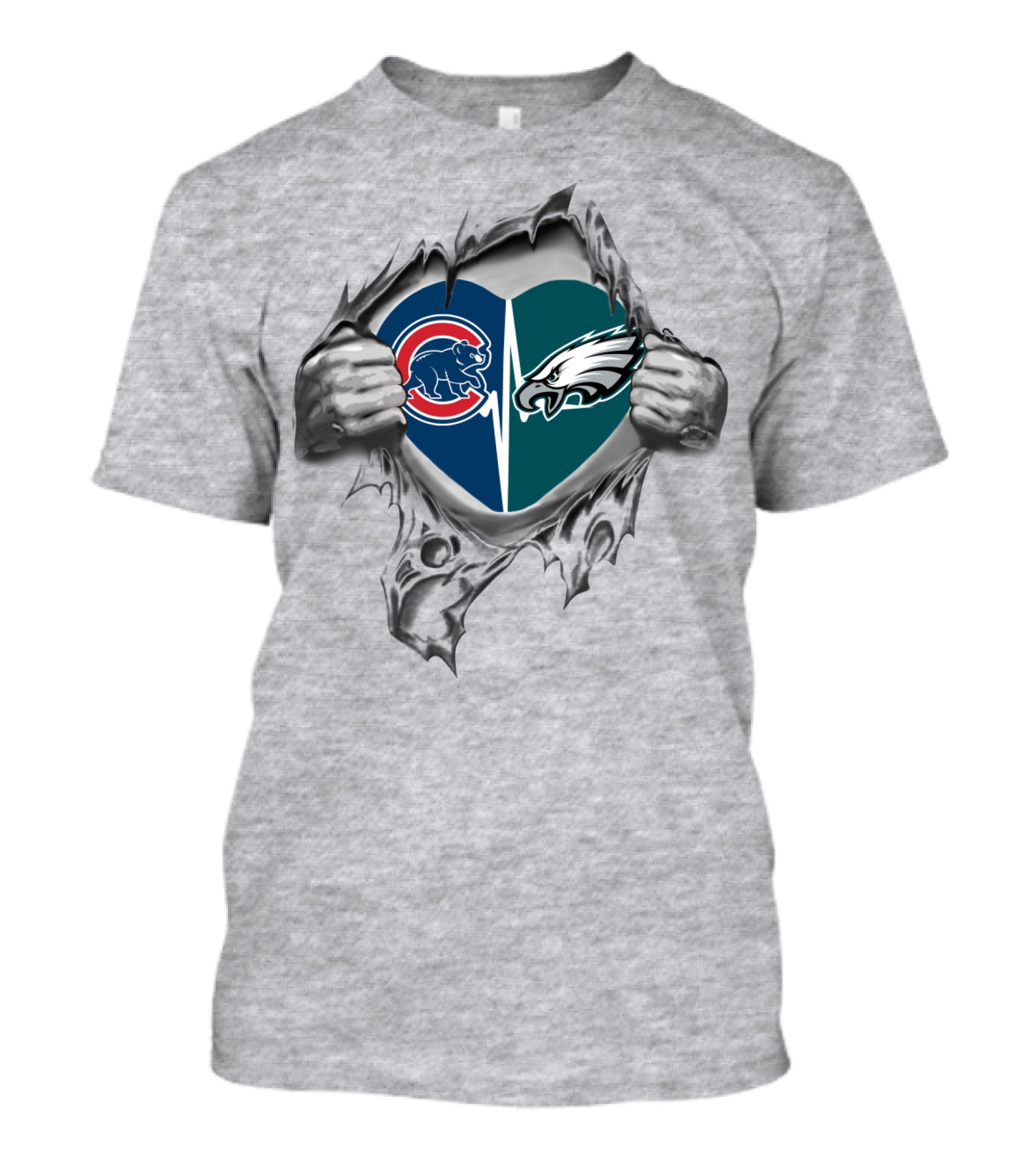 Cubs Eagles Heart Logo Tear T-Shirt