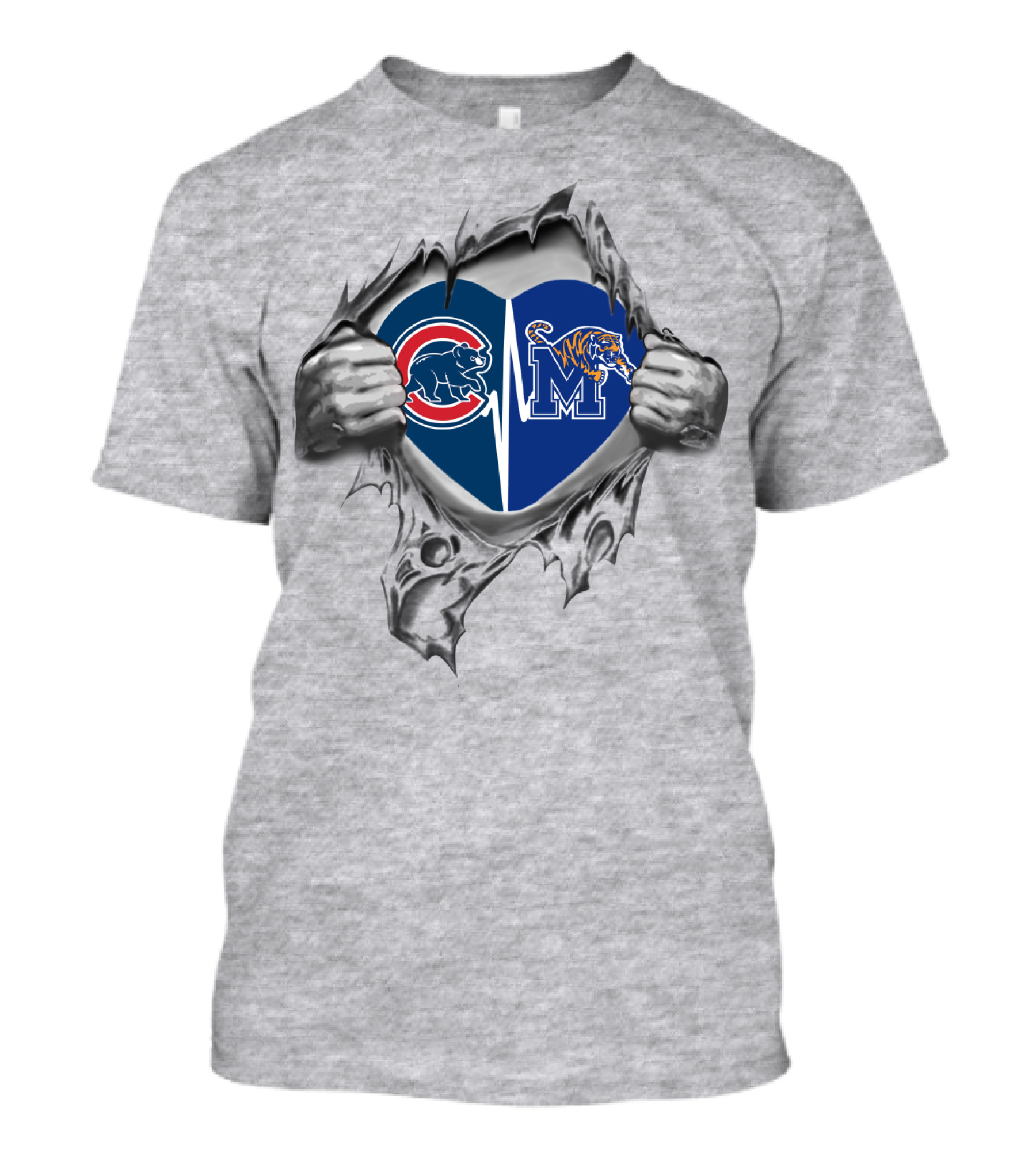 Chicago Cubs Memphis Tigers Heart T-Shirt