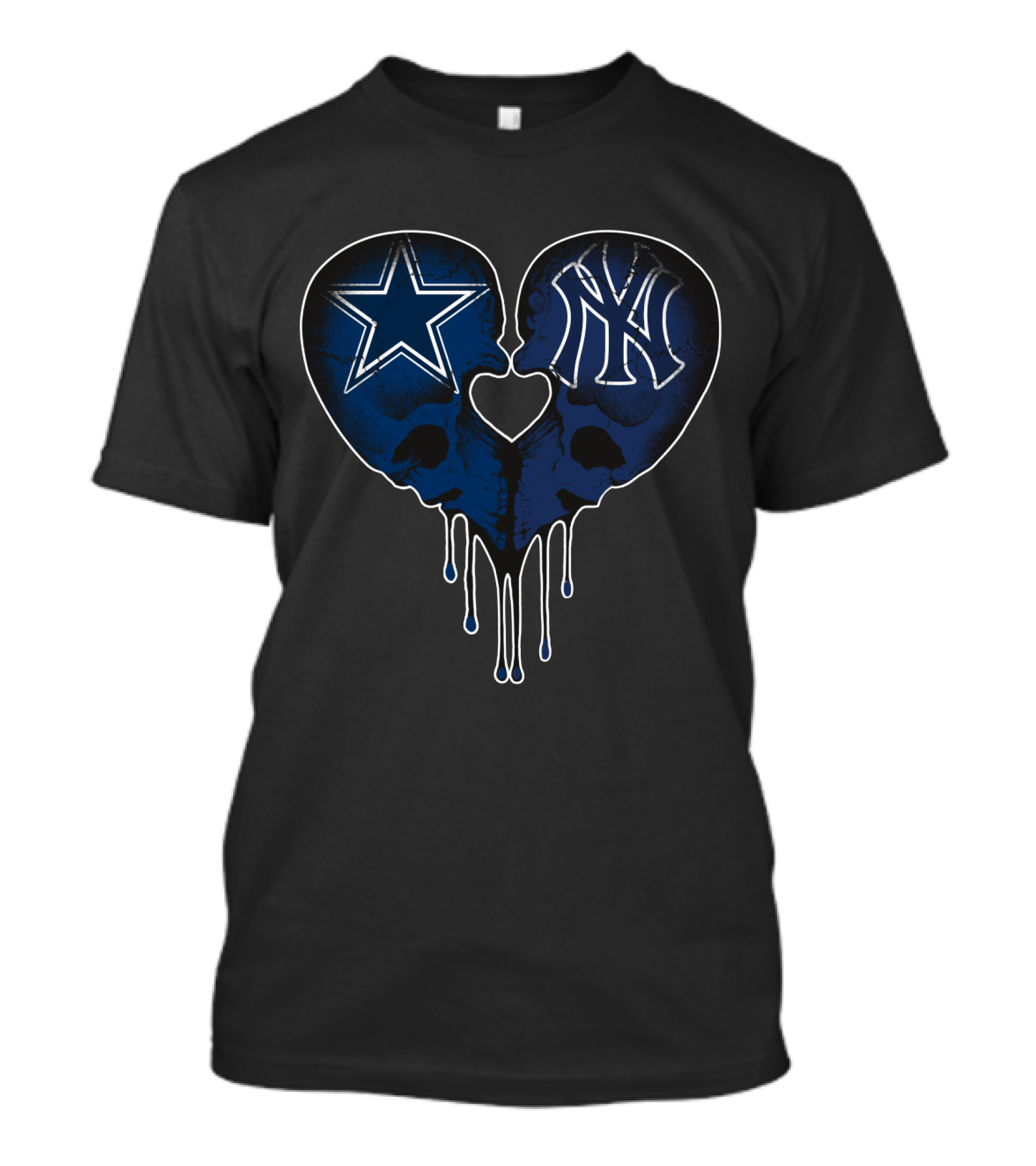 Cowboys Yankees Skull Heart Symbolism T-Shirt