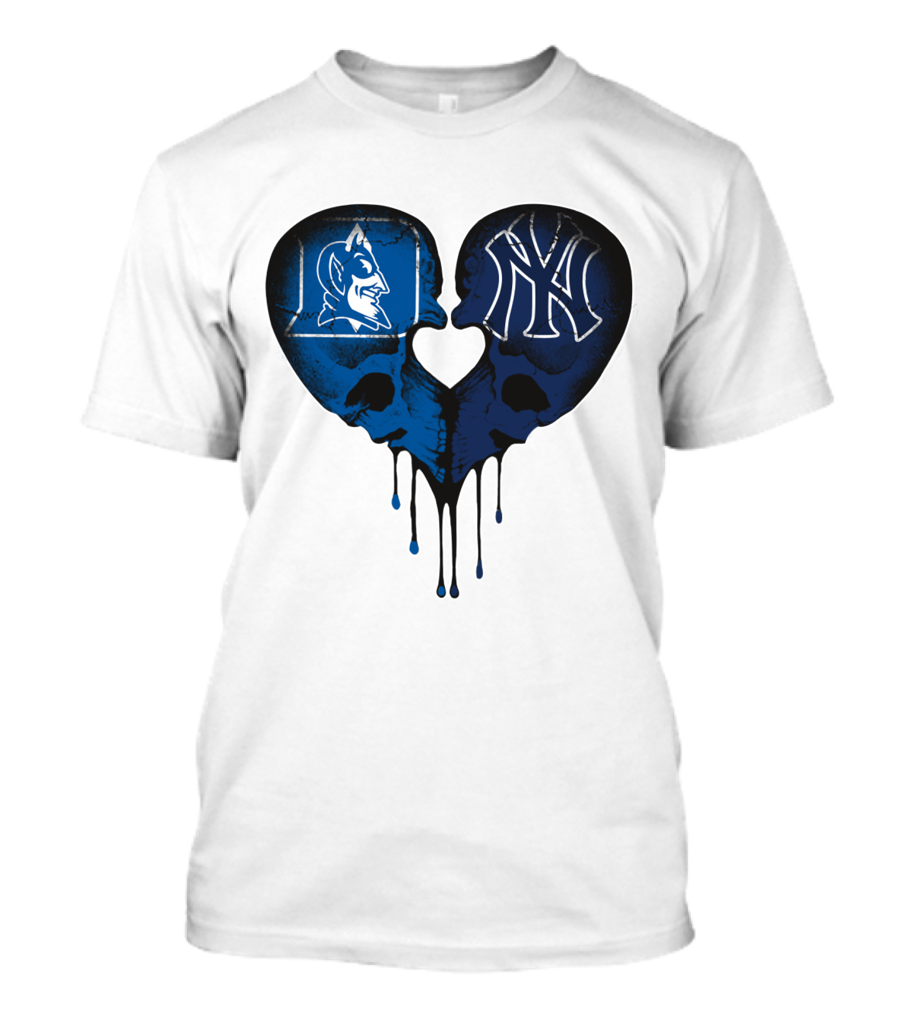 Duke Yankees Skull Heart Dripping Blue T-Shirt