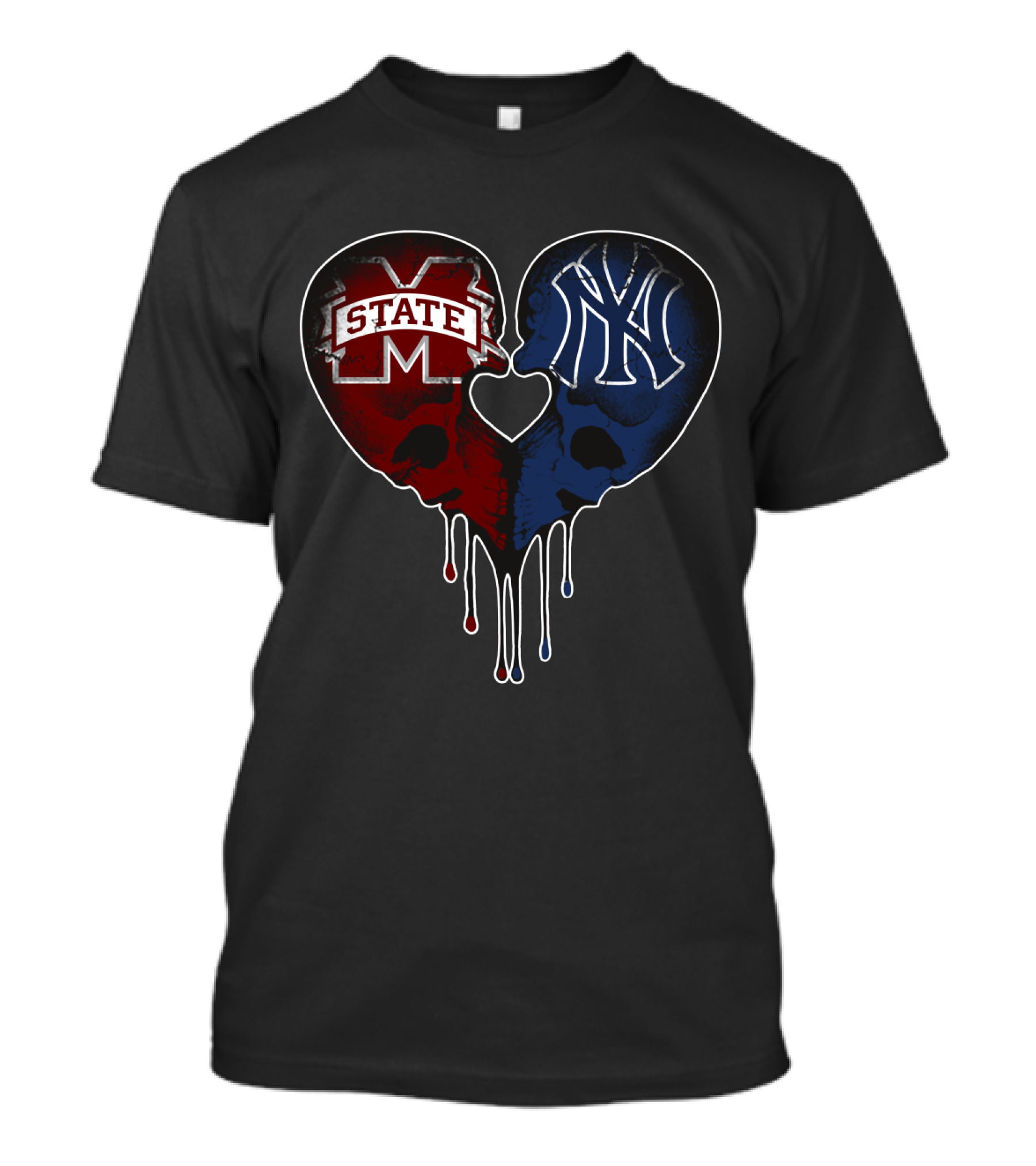 Yankees MS State Heart Skull Love T-Shirt