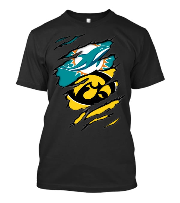 Miami Dolphins Iowa Hawkeyes Torn Claw T-Shirt