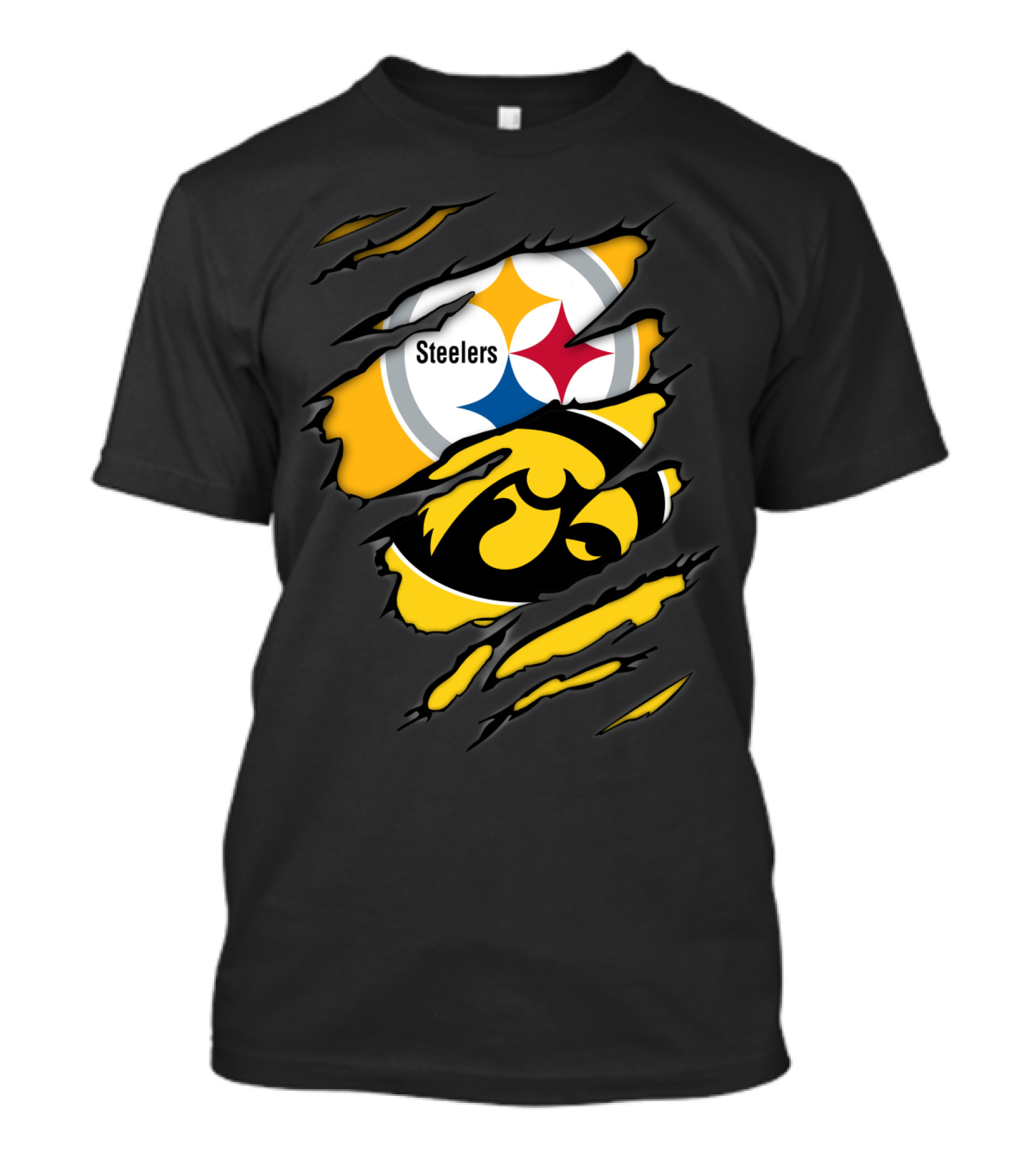 Steelers Iowa Hawkeyes Torn Symbol Fusion T-Shirt