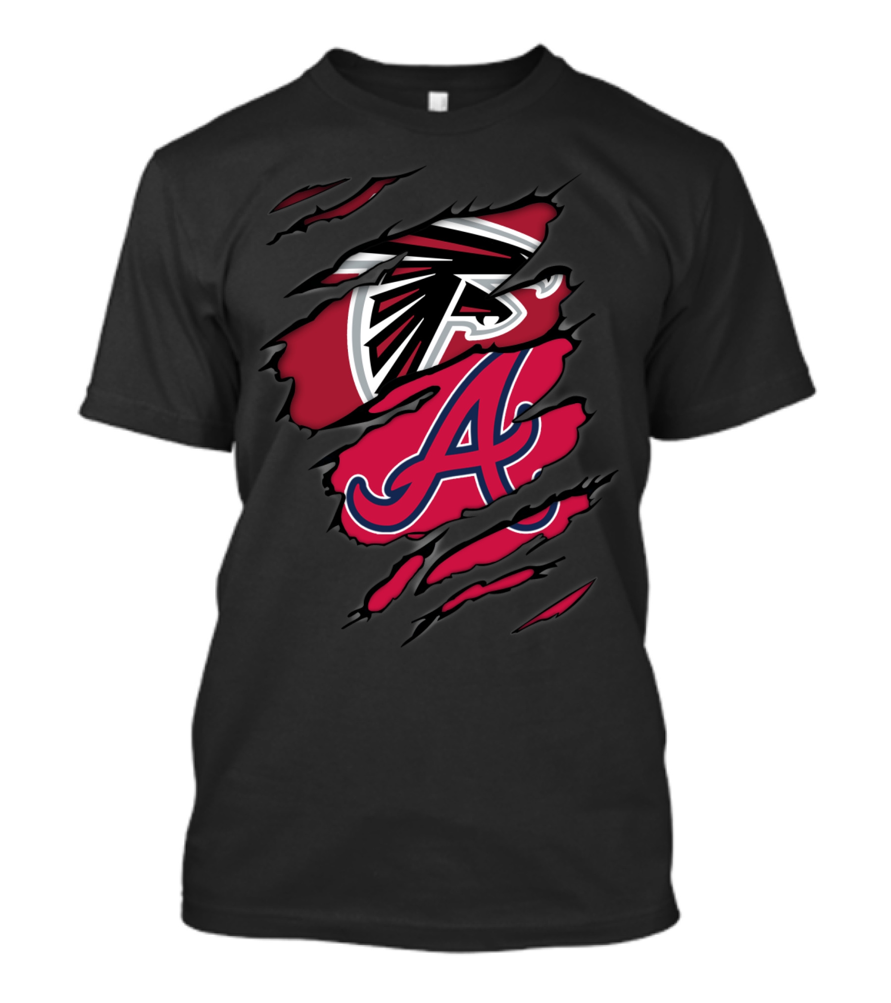 Atlanta Falcons Braves Dual Logo Rip T-Shirt