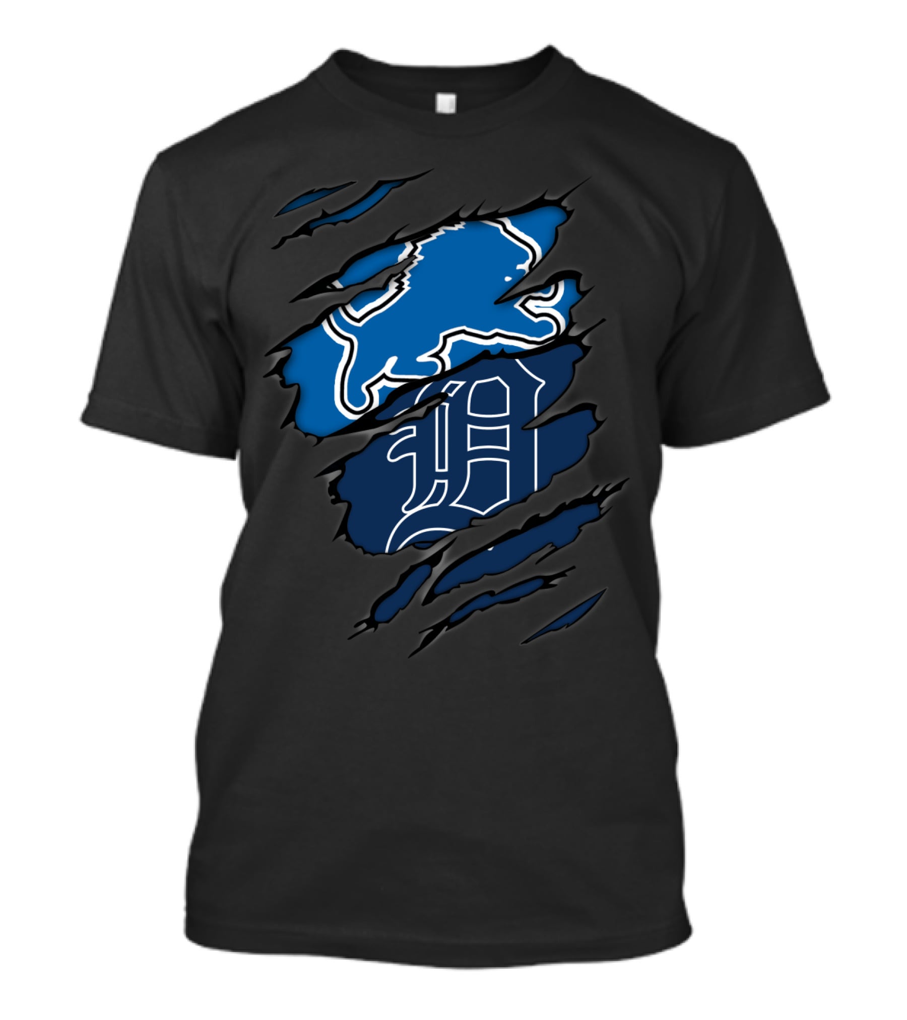 Detroit Lions And Tigers Crossover Claw Marks Nfl Mlb Fan T-Shirt