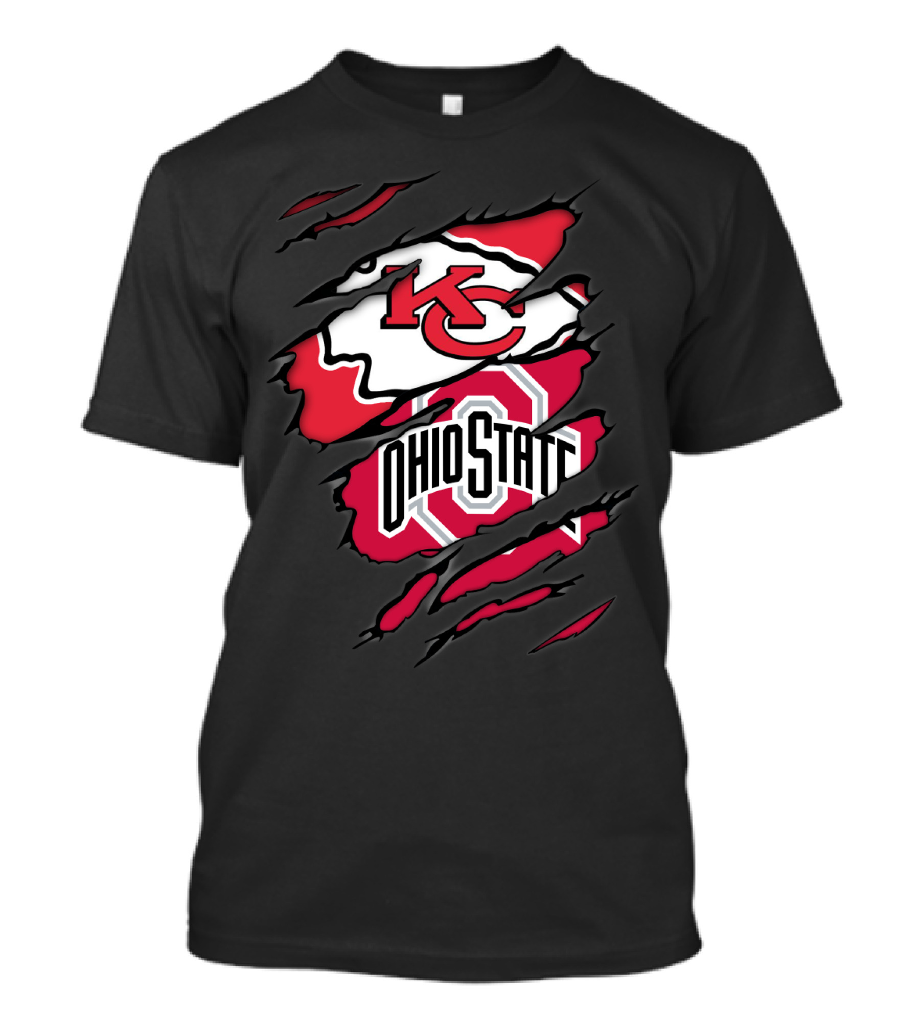KC Chiefs Ohio State Buckeyes Ripped T-Shirt