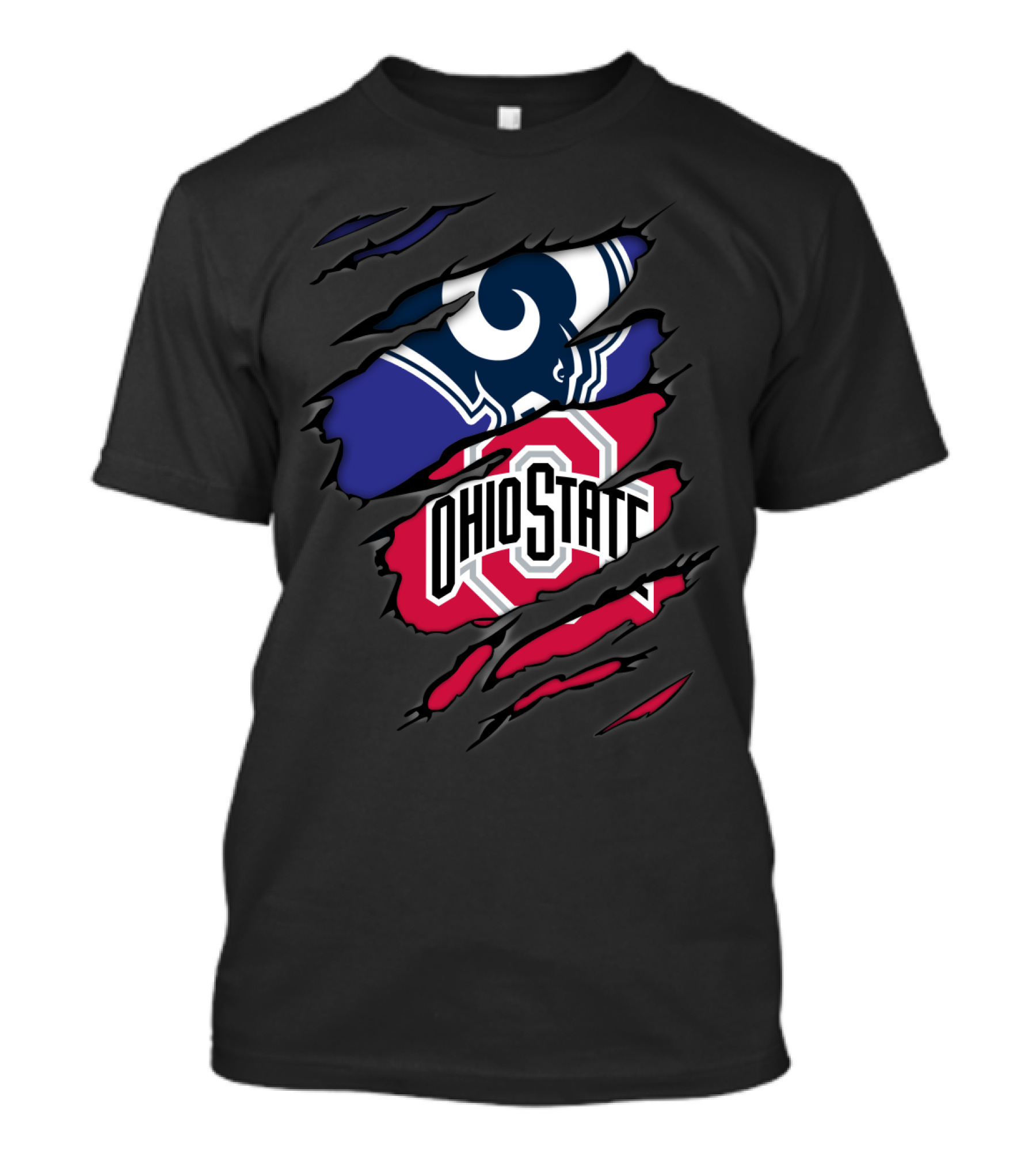 Rams Ohio State Football Fusion Torn Fabric T-Shirt