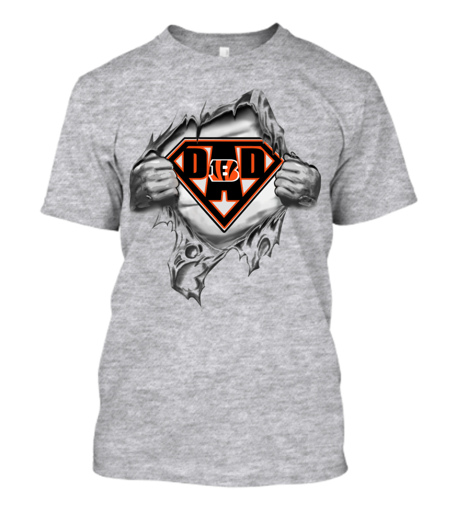 Bengals Super Dad Hero Emblem With Tiger Stripe T-Shirt