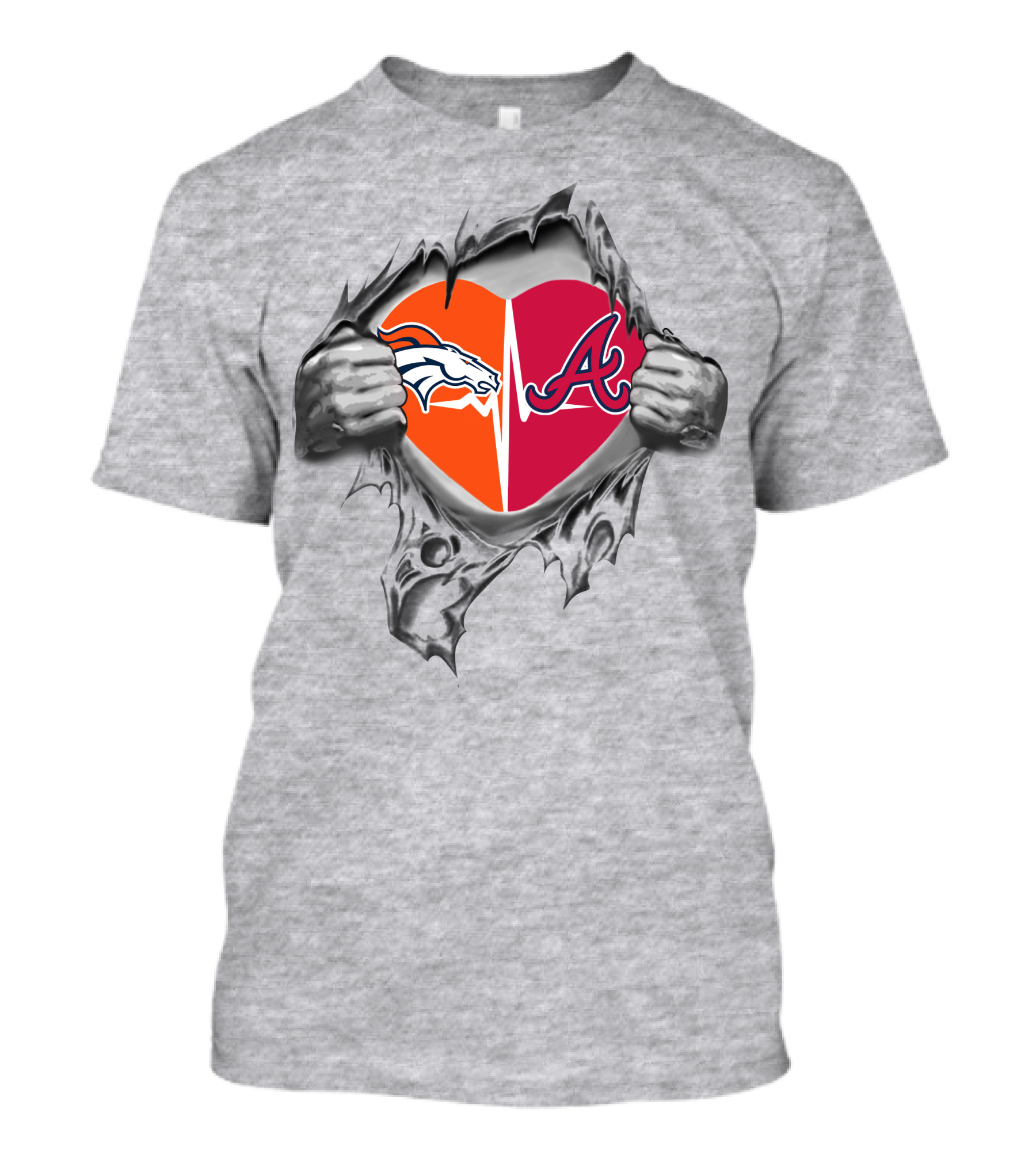 Broncos Braves Heartbeat Broncos Heart T-Shirt