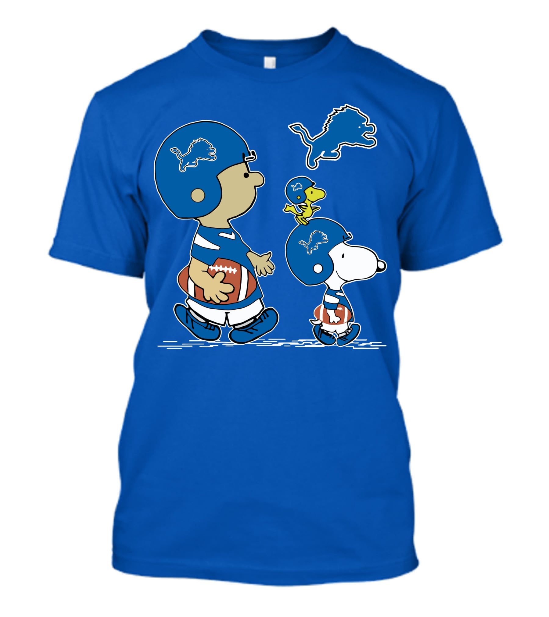 Lions Peanuts Snoopy Woodstock Football Helmet T-Shirt
