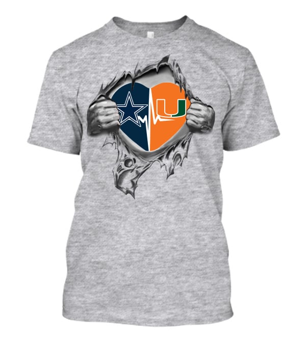 Cowboys Hurricanes Star Heartbeat In My Heart T-Shirt