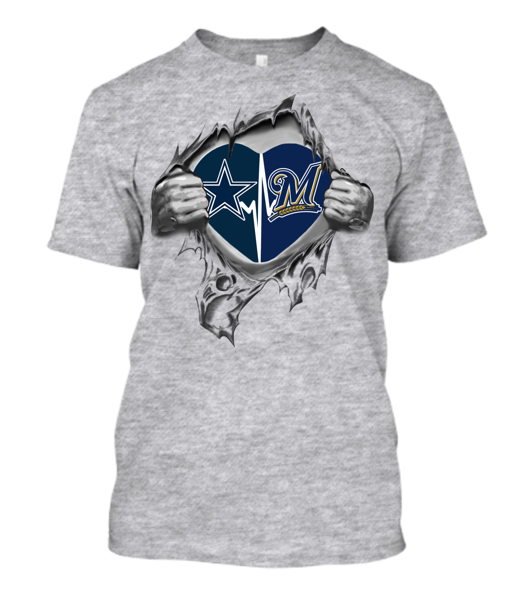 Cowboys Brewers Heart With Split Star And M T-Shirt