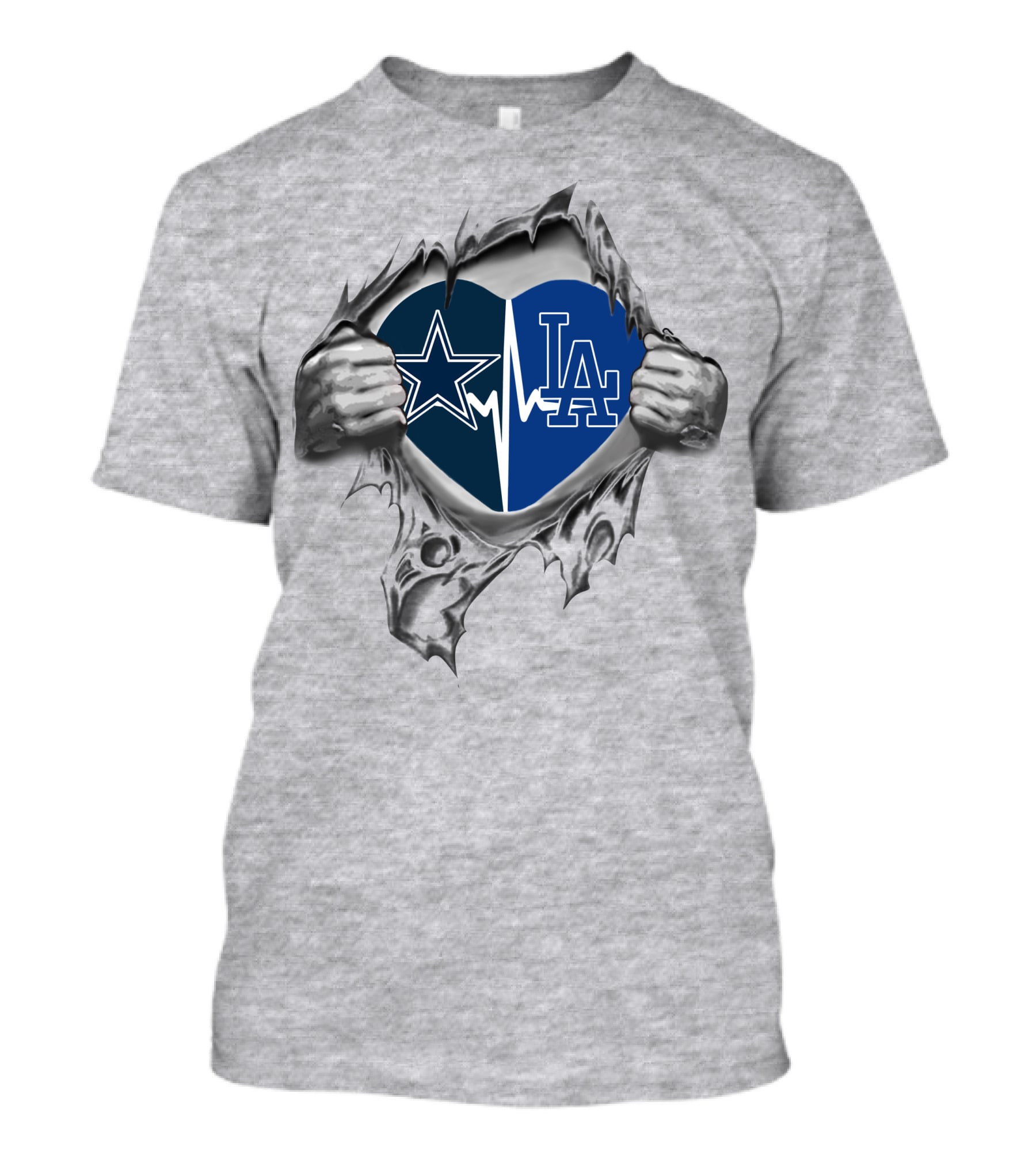 Cowboys Star Dodgers La Heartbeat Inside T-Shirt