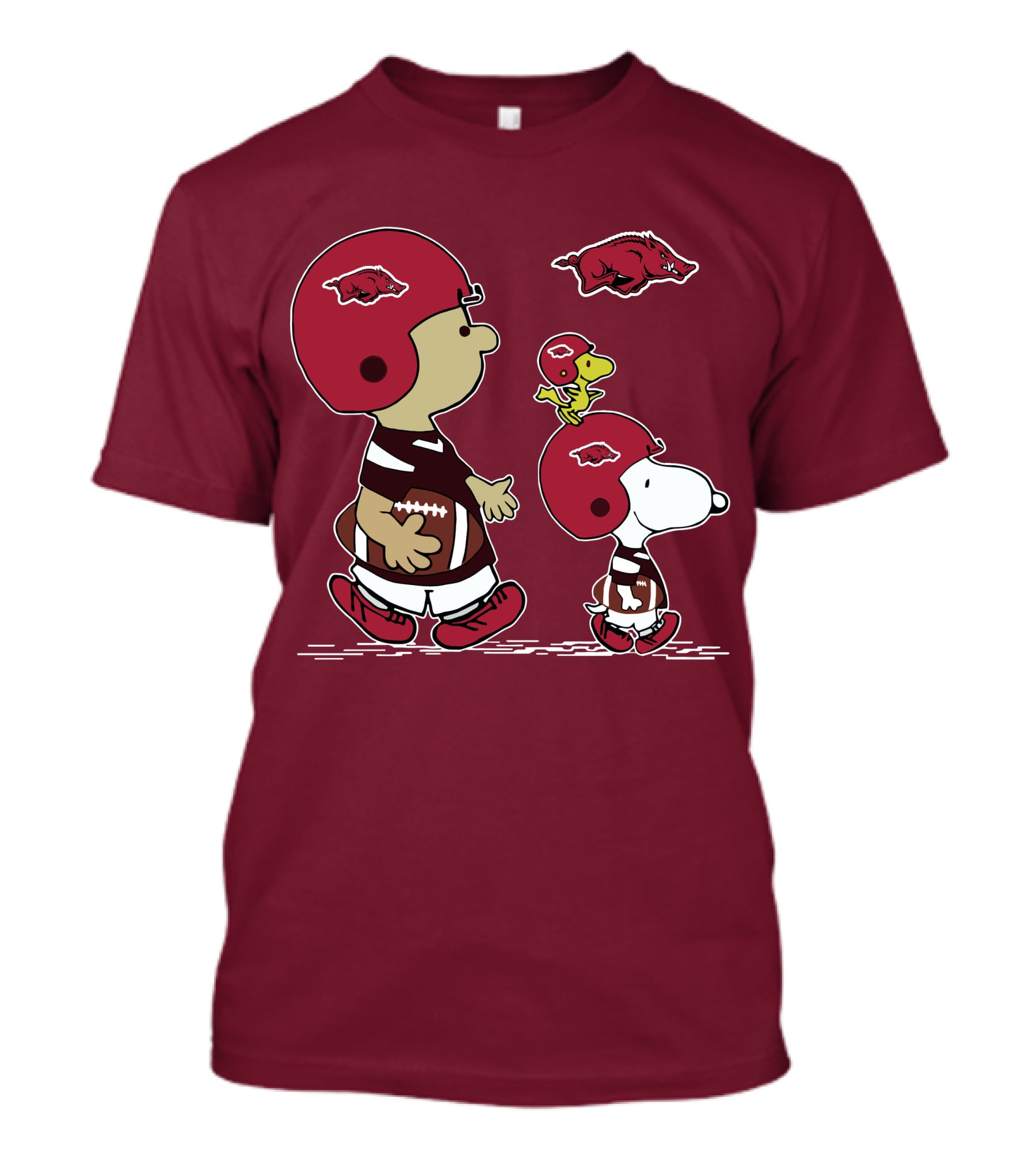 Arkansas Razorbacks Snoopy Football Peanuts Characters With Helmets T-Shirt