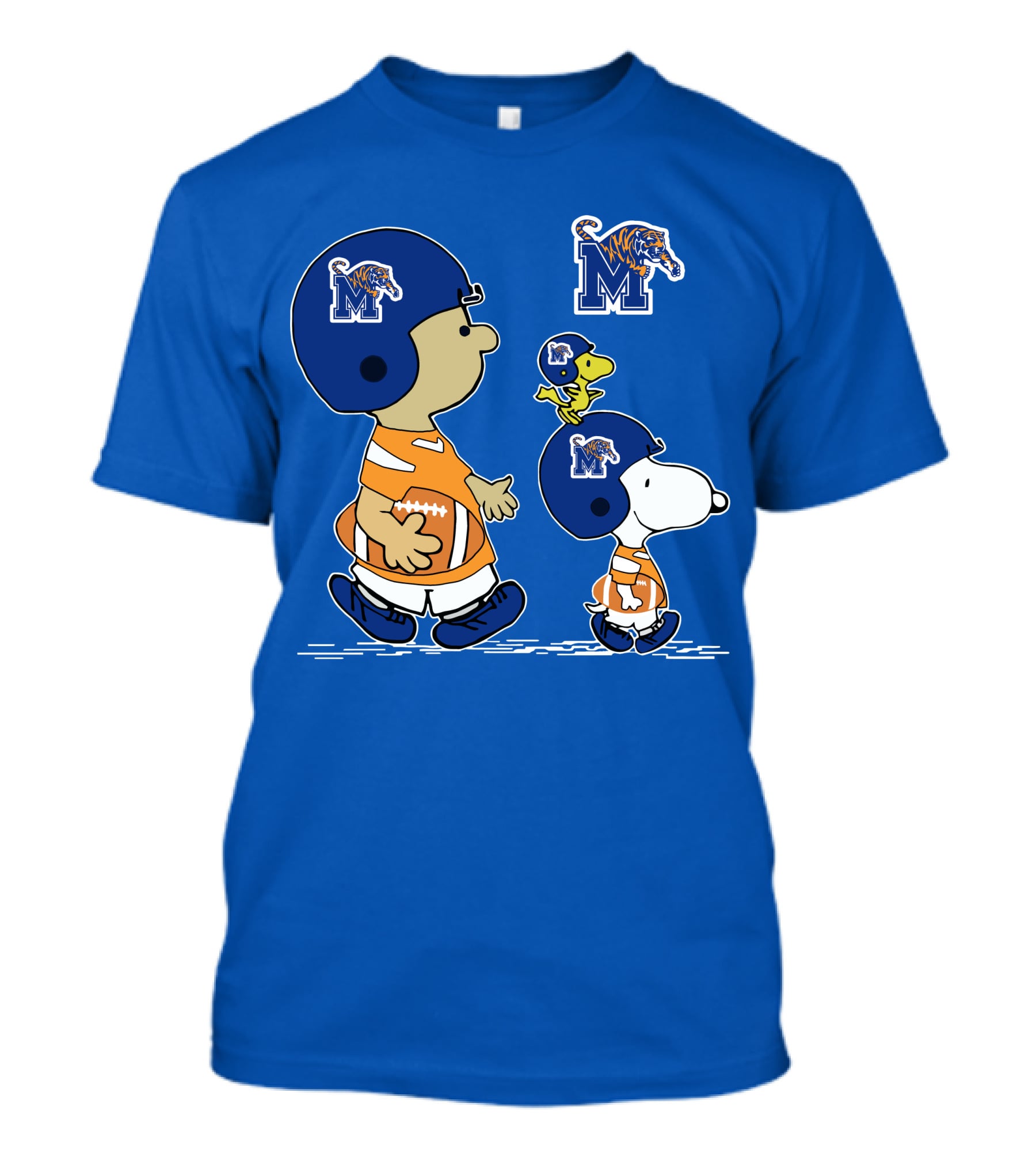 Memphis Tigers Snoopy Charlie Brown Woodstock Football Helmet T-Shirt