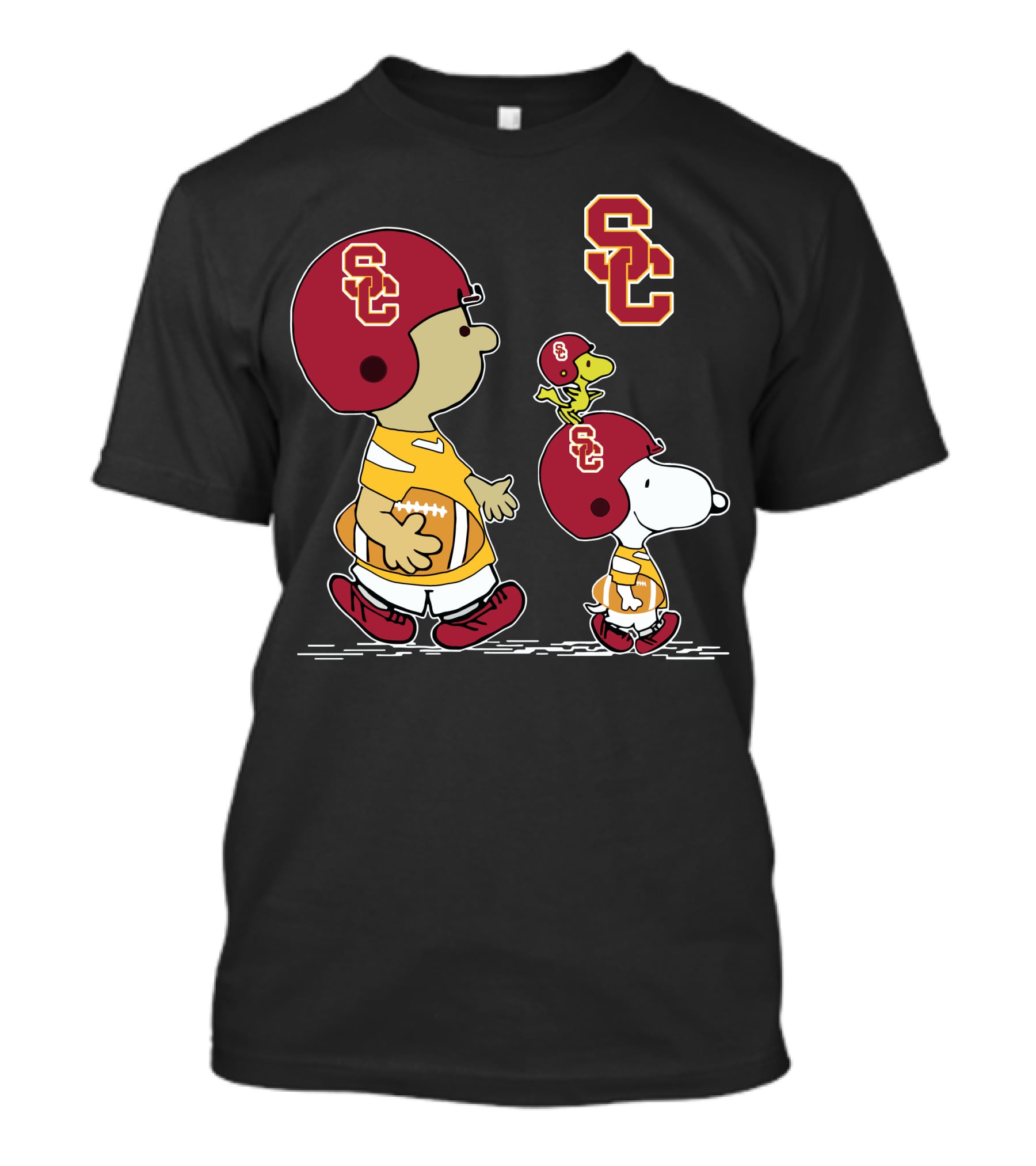 Usc Trojans Snoopy Football Woodstock Peanuts Characters T-Shirt