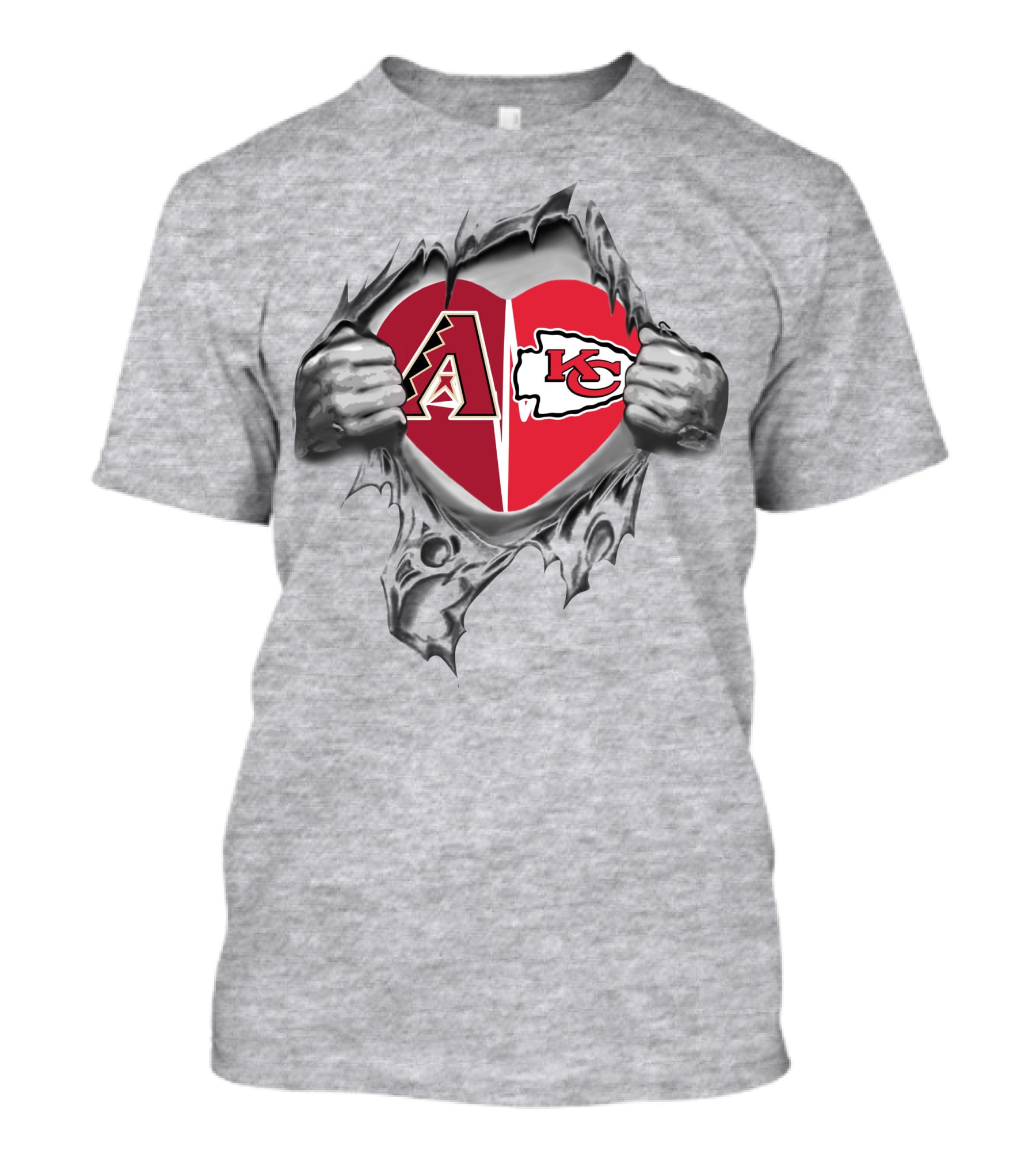 Arizona Diamondbacks Kansas City Chiefs Heart Torn T-Shirt