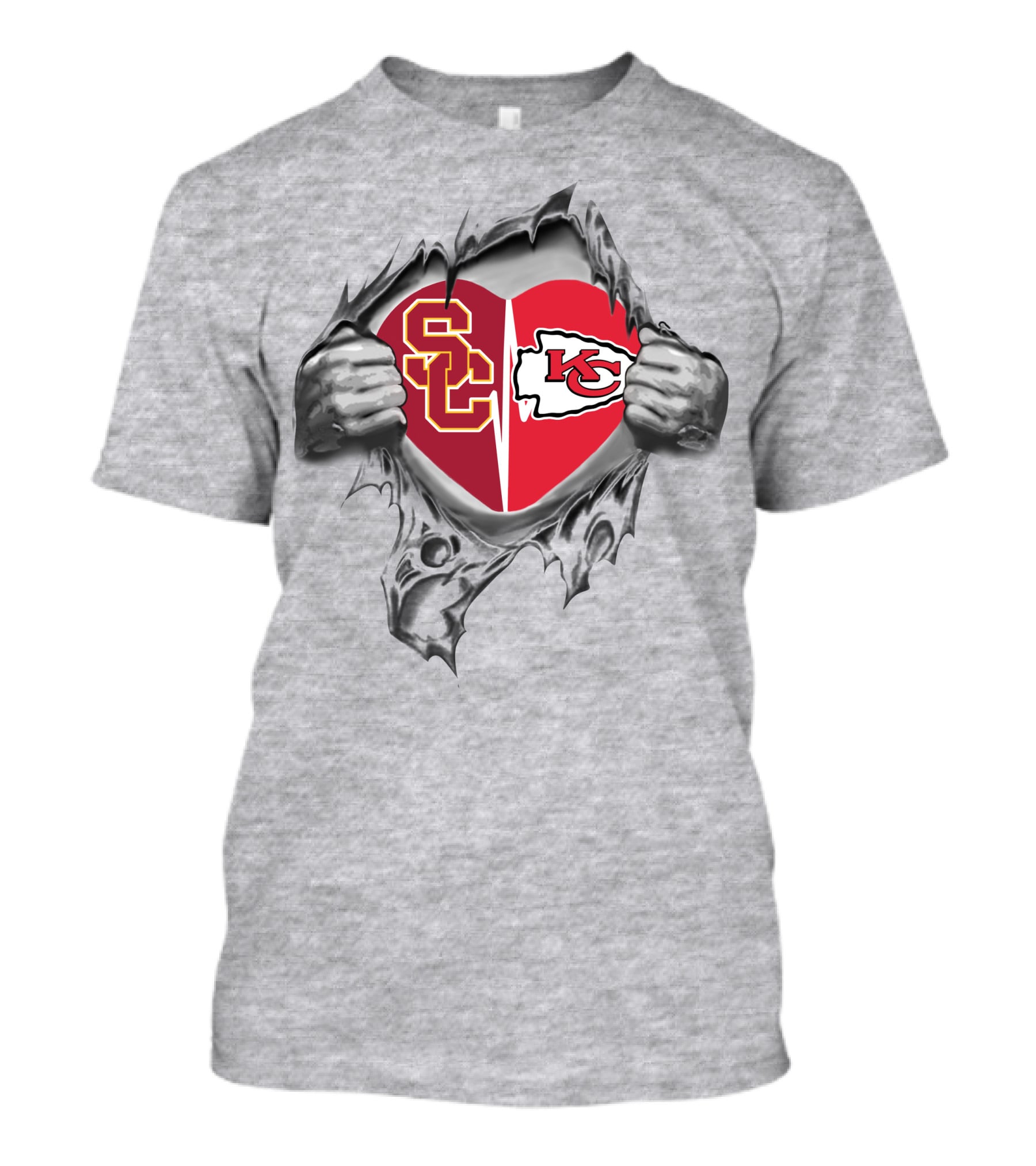 USC Trojans KC Chiefs Heart Pullover T-Shirt