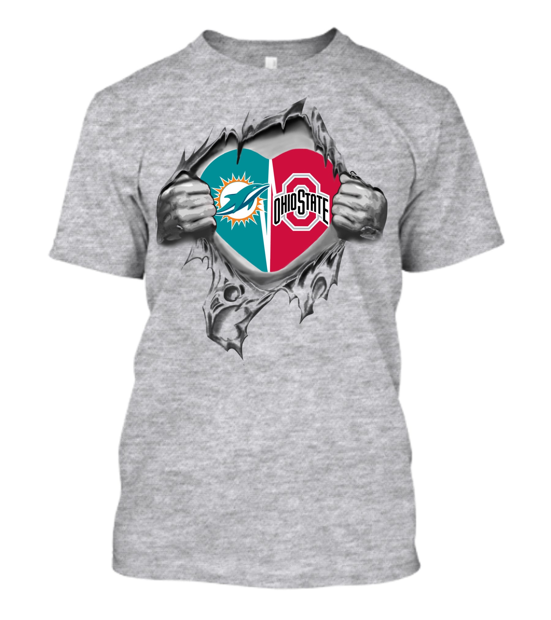 Dolphins Ohio State Heart Ripped T-Shirt