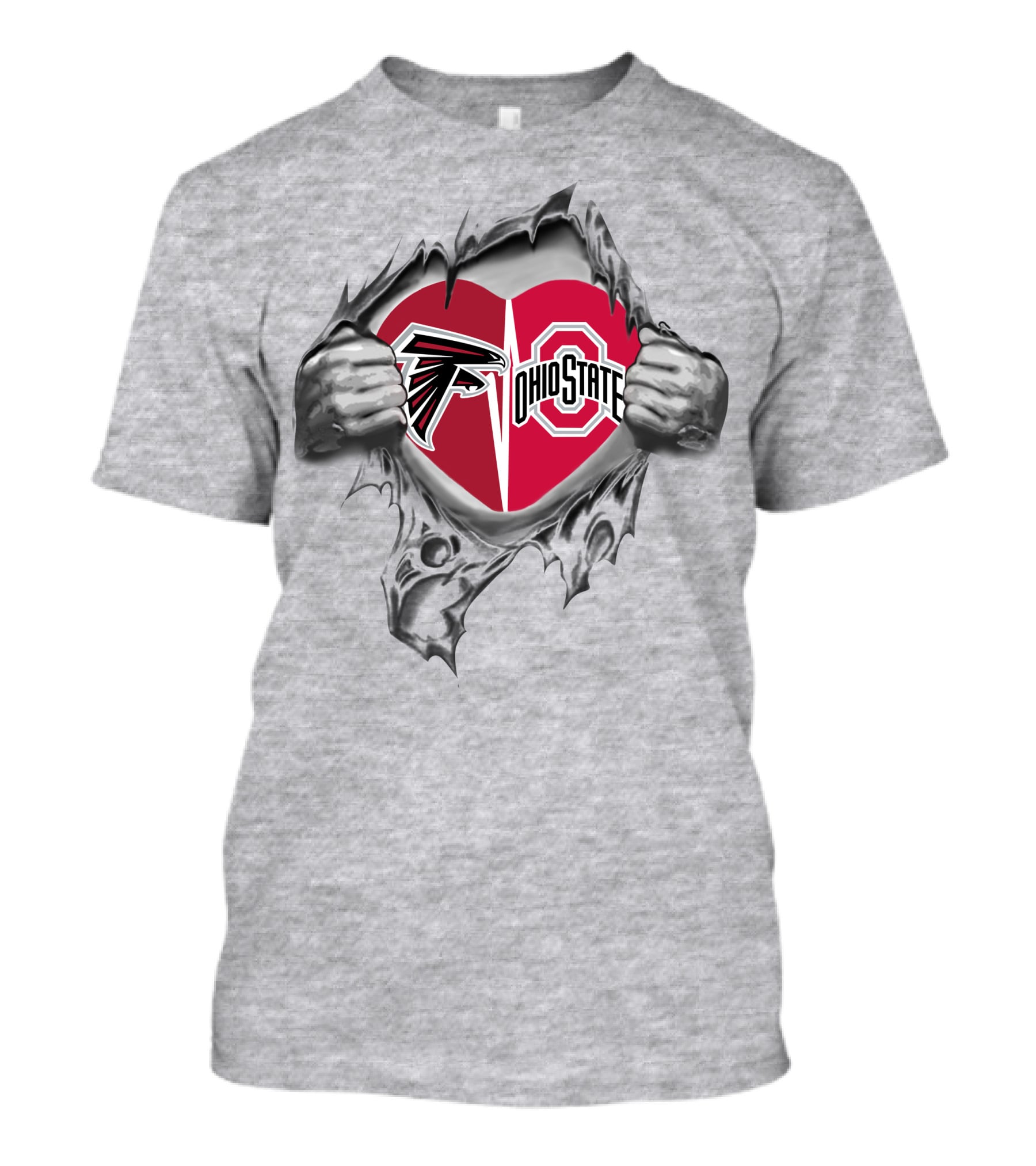 Falcons Ohio State Heart Logo Peeling T-Shirt